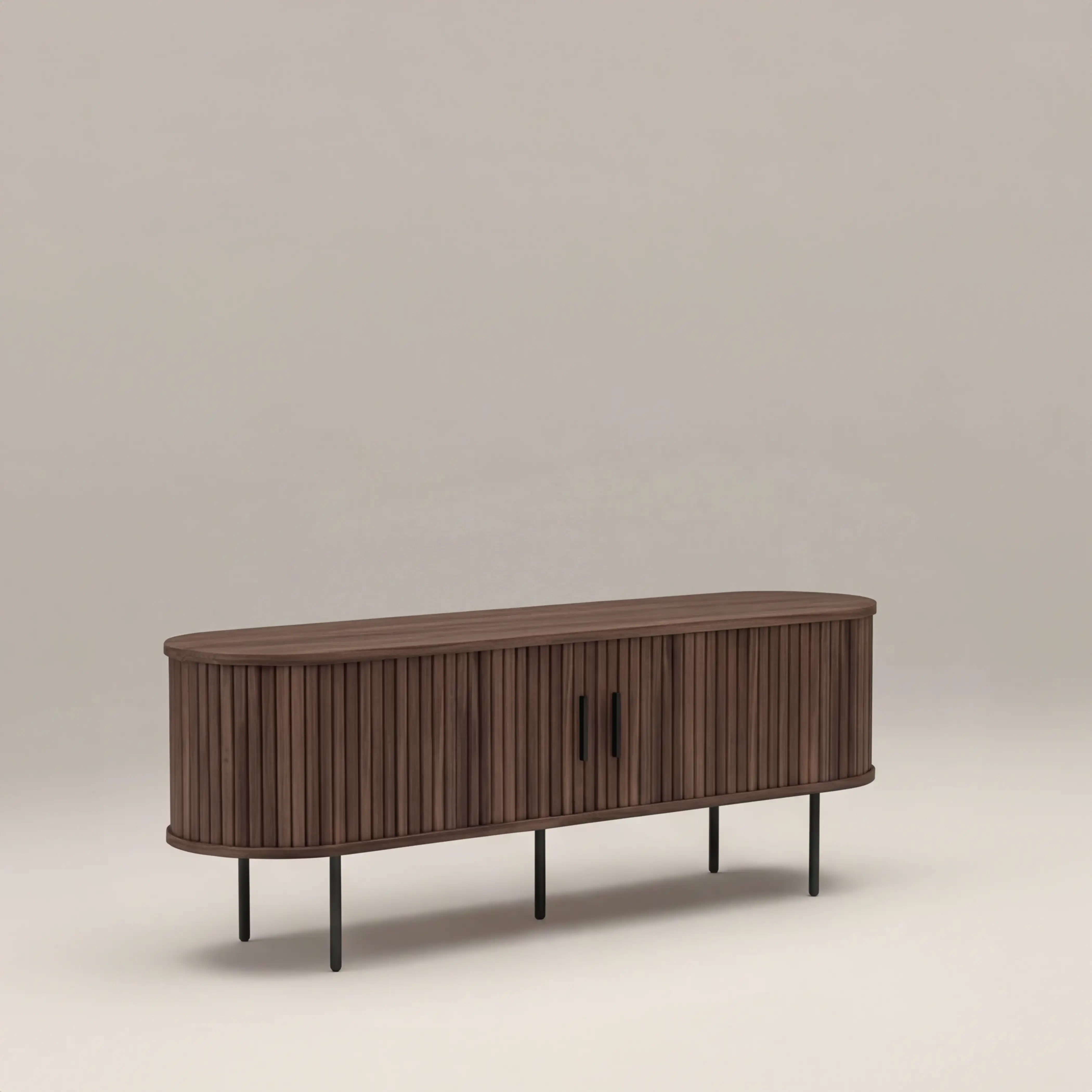 Mika Large Wooden TV Stand | Walnut & Black - Image 2