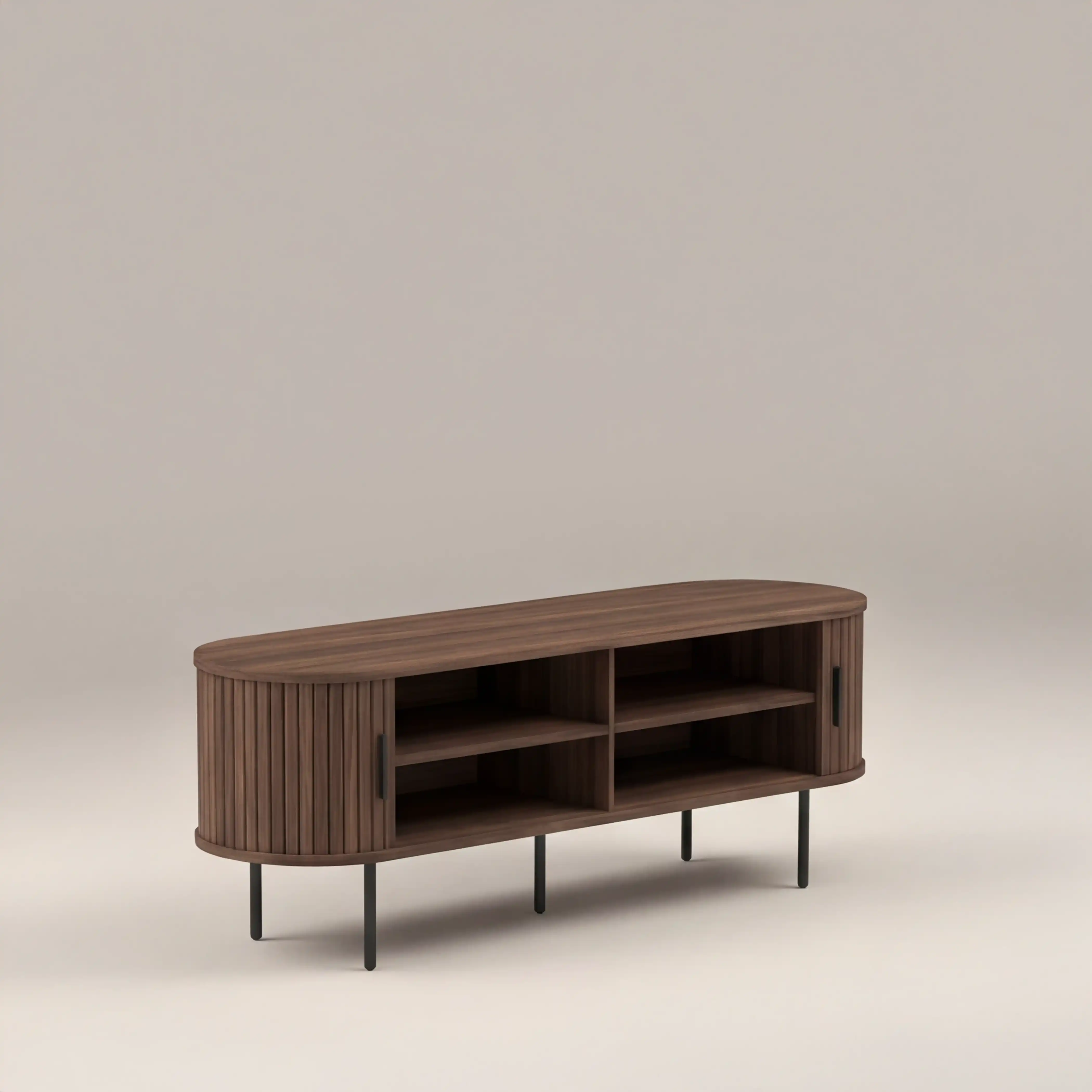 Mika Large Wooden TV Stand | Walnut & Black - Image 3