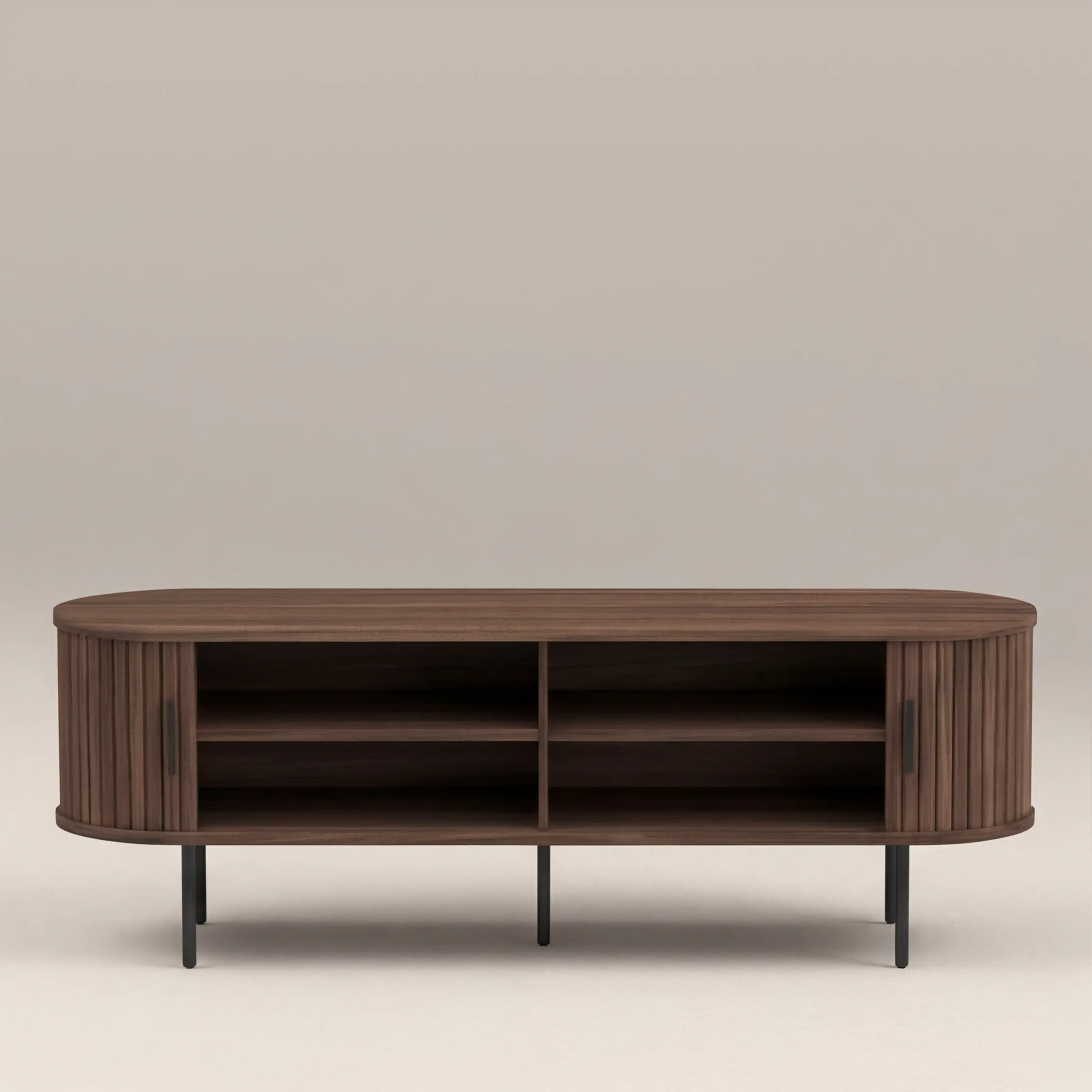 Mika Large Wooden TV Stand | Walnut & Black - Image 4