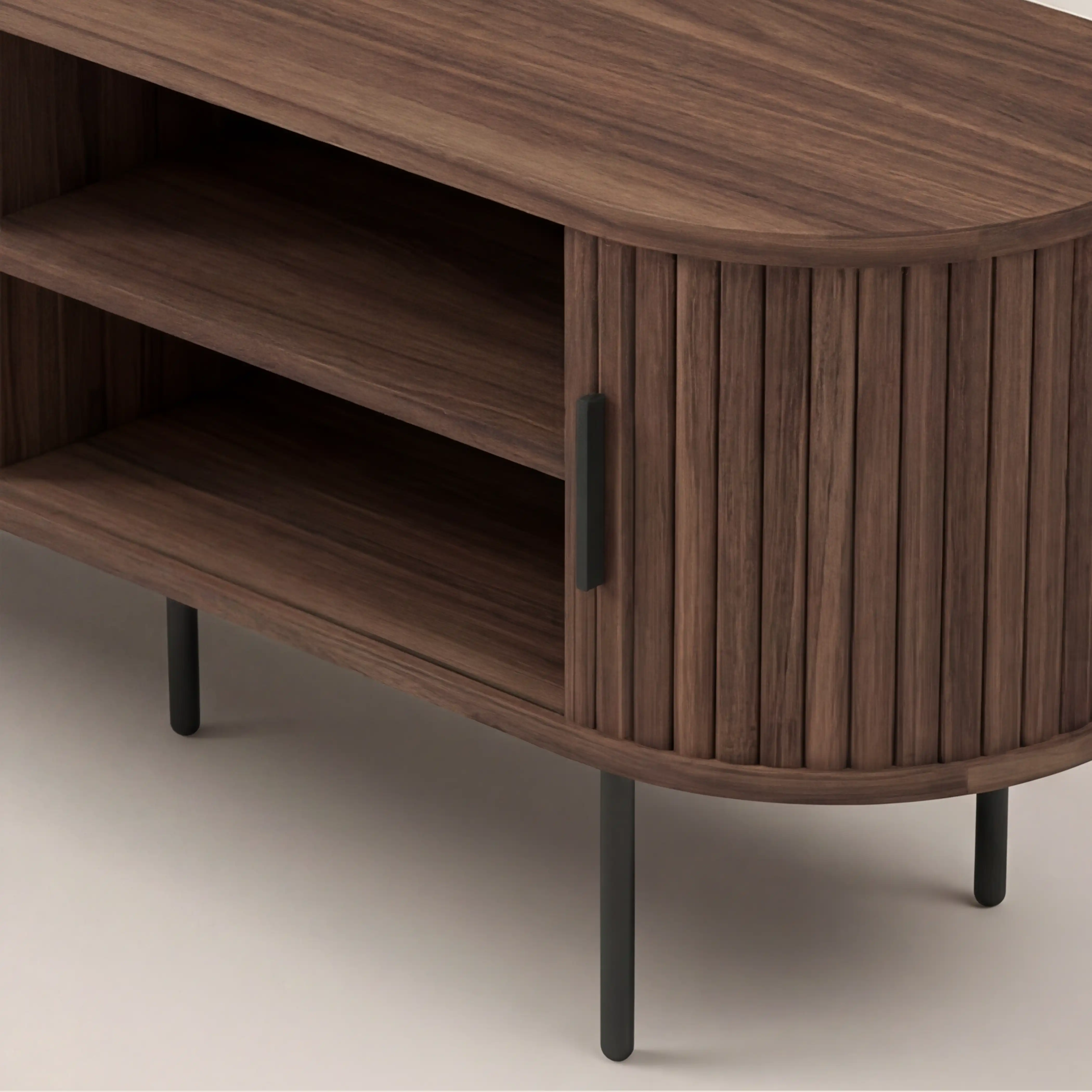 Mika Large Wooden TV Stand | Walnut & Black - Image 6