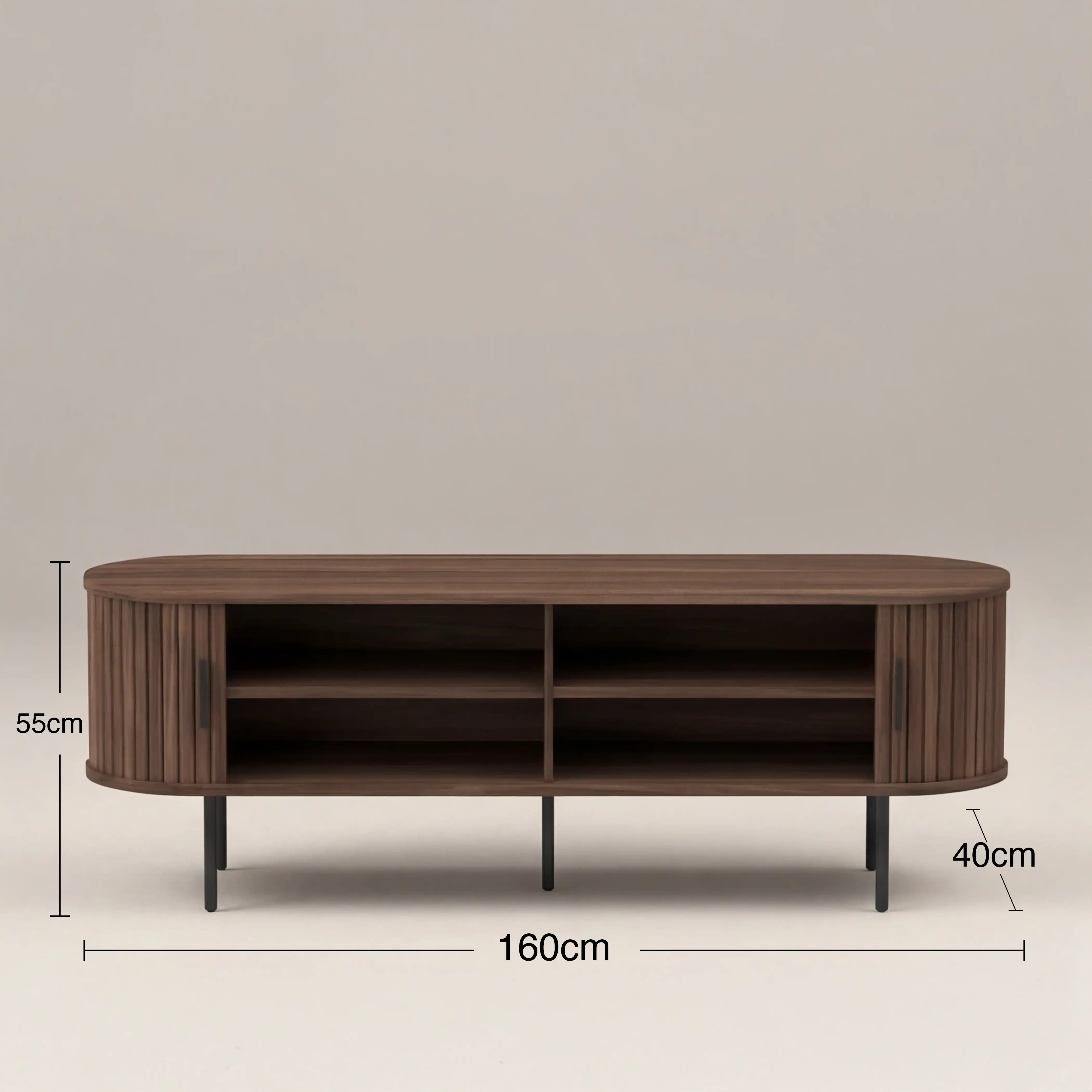 Mika Large Wooden TV Stand | Walnut & Black - Image 7