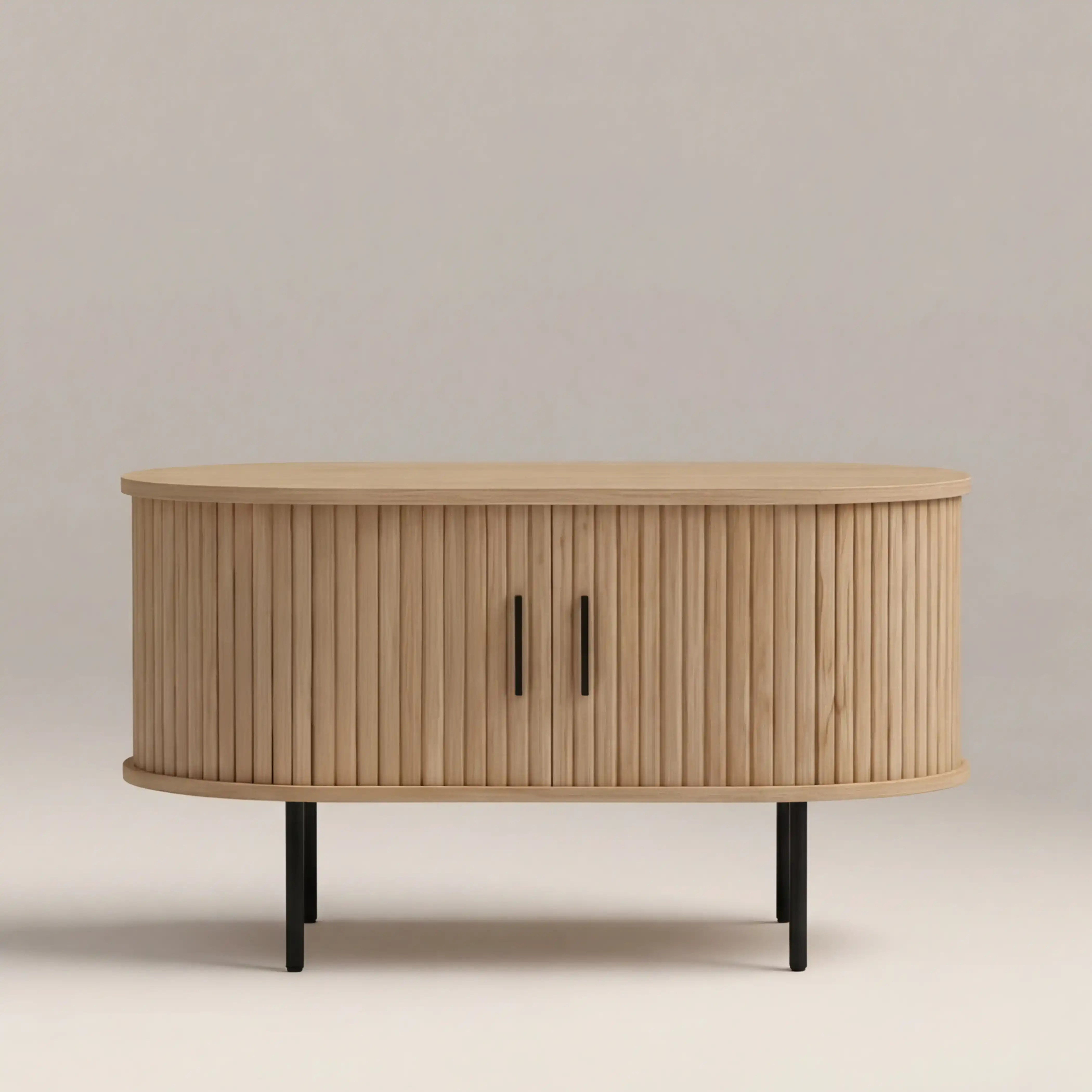 Mika Oval Wooden Coffee Table | Oak & Black - Image 2