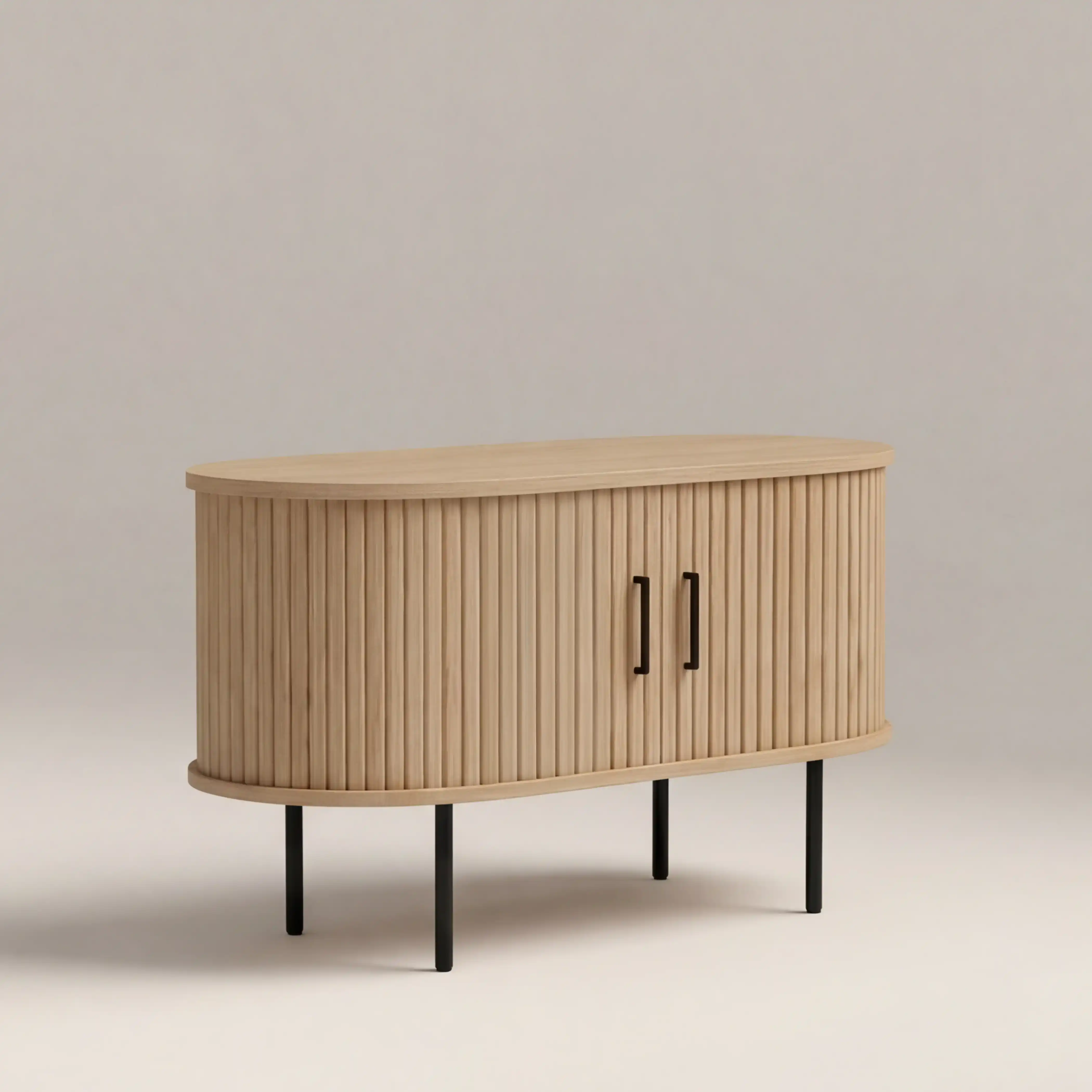 Mika Oval Wooden Coffee Table | Oak & Black - Image 3