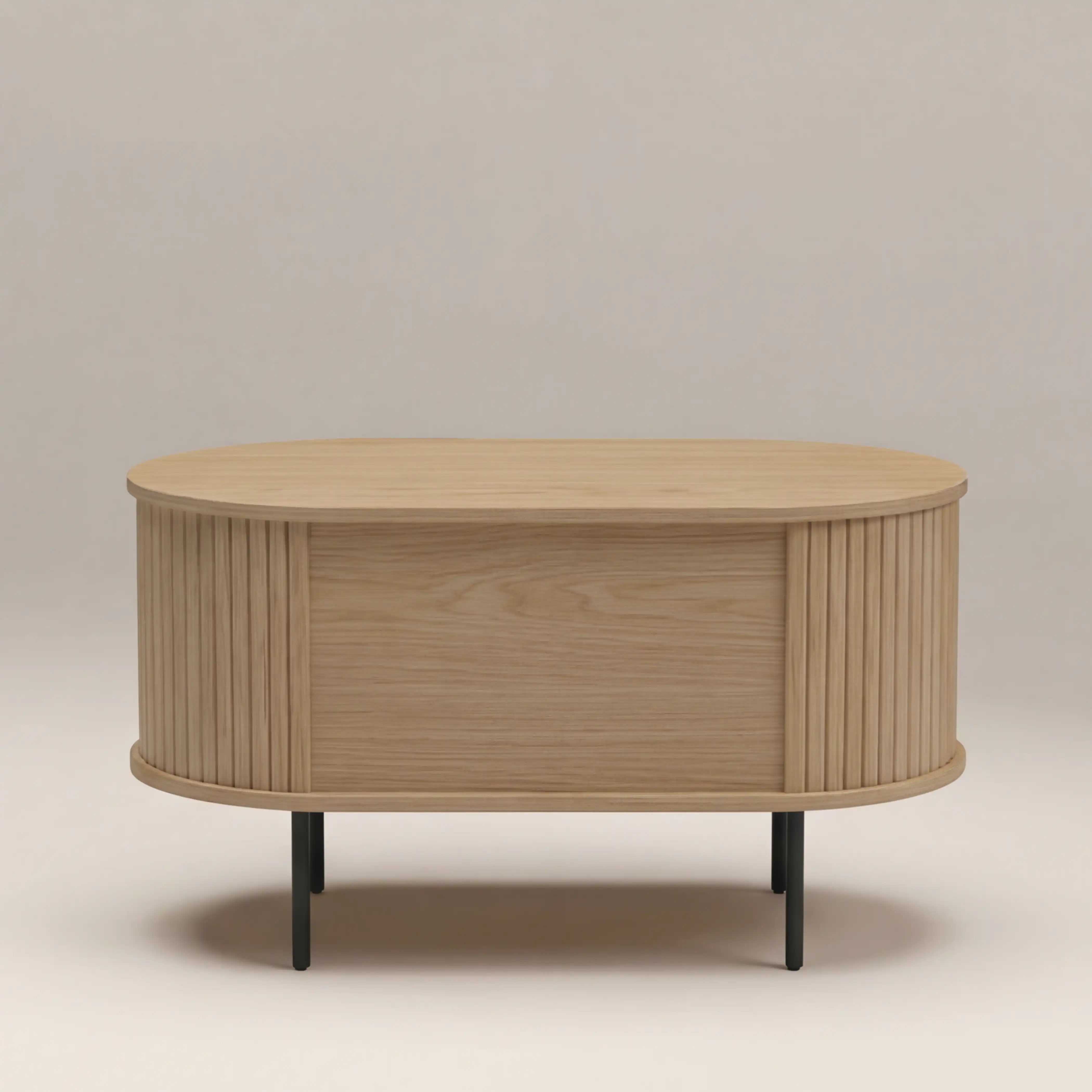 Mika Oval Wooden Coffee Table | Oak & Black - Image 6