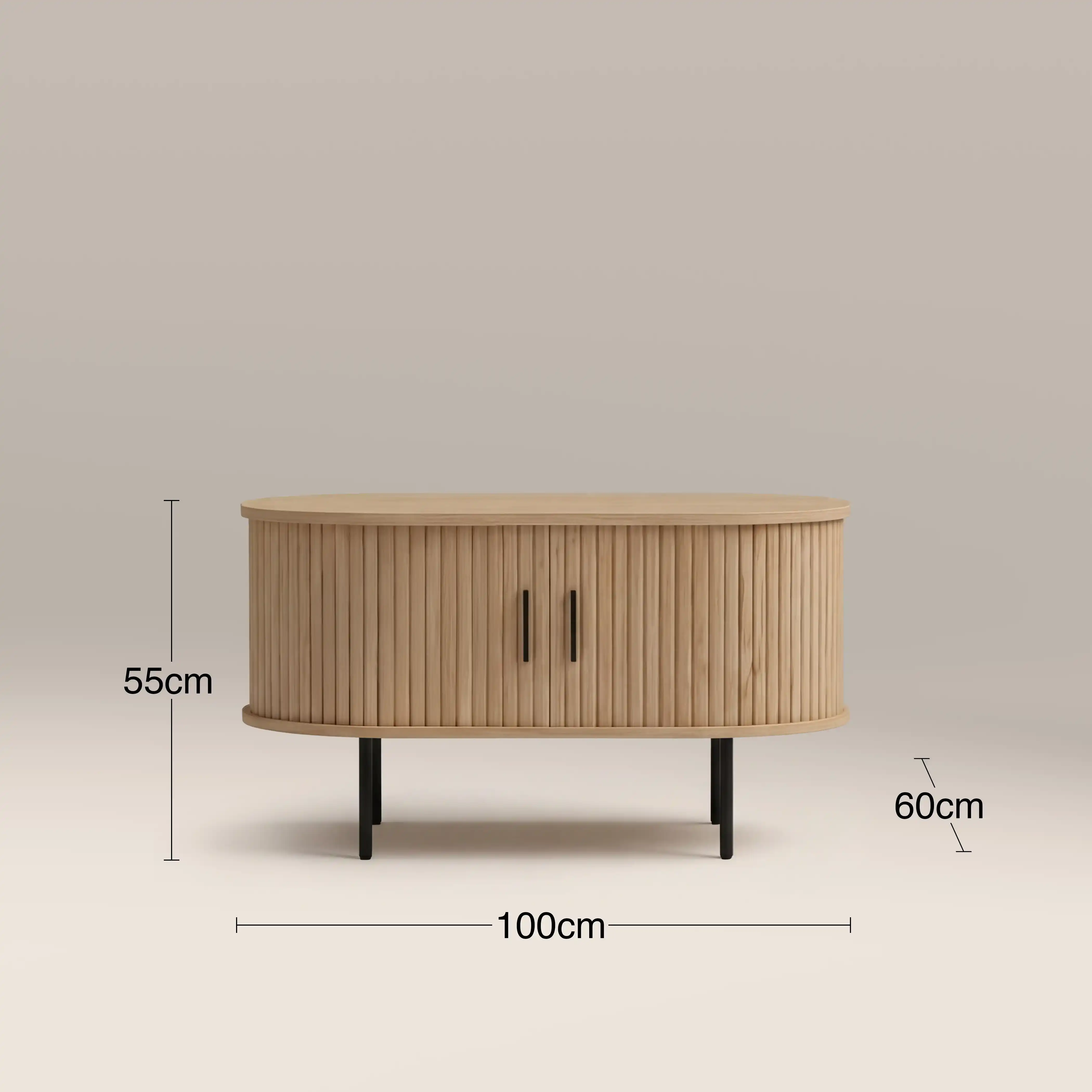 Mika Oval Wooden Coffee Table | Oak & Black - Image 7