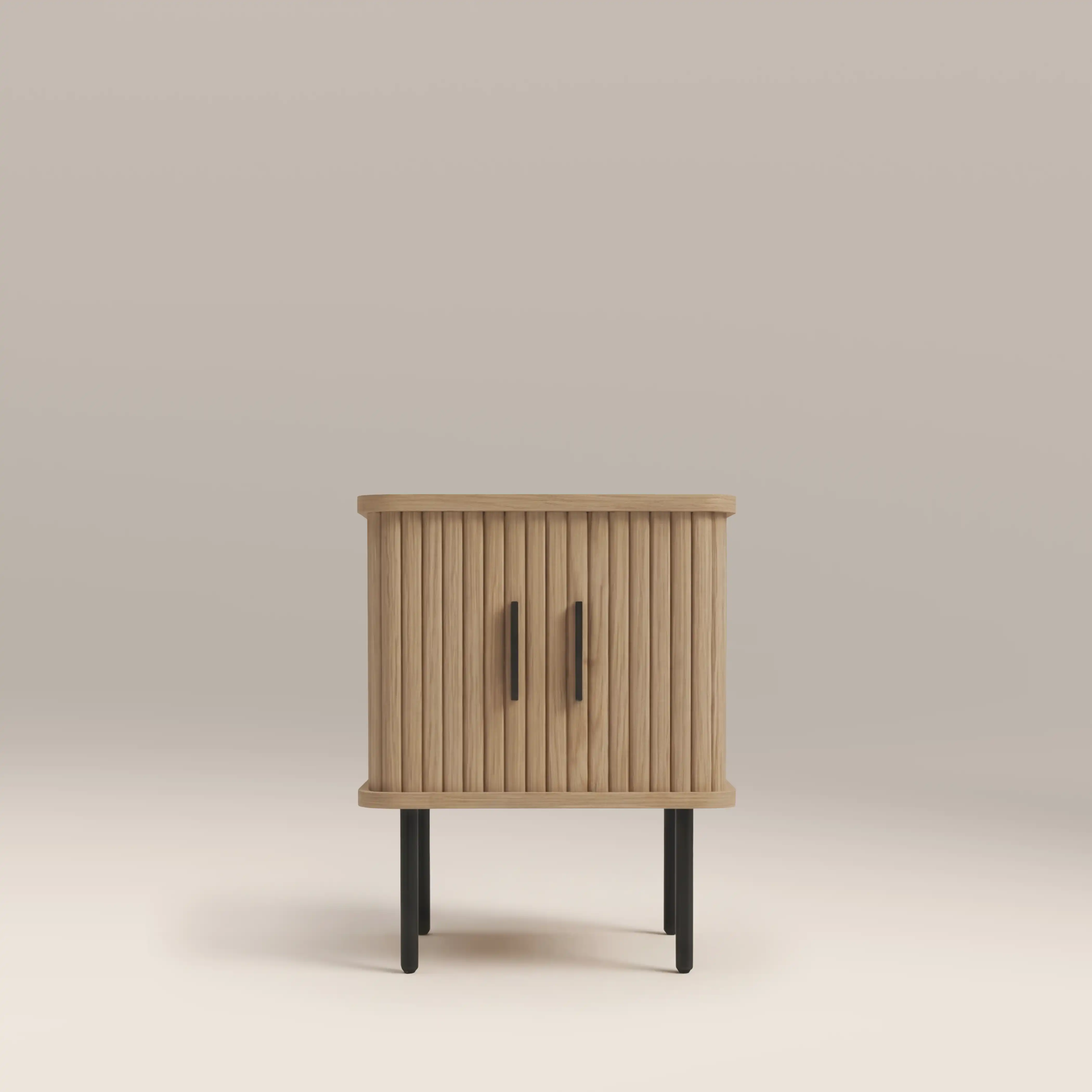 Mika Square Wooden 1 Drawer Bedside Table | Oak & Black - Image 2