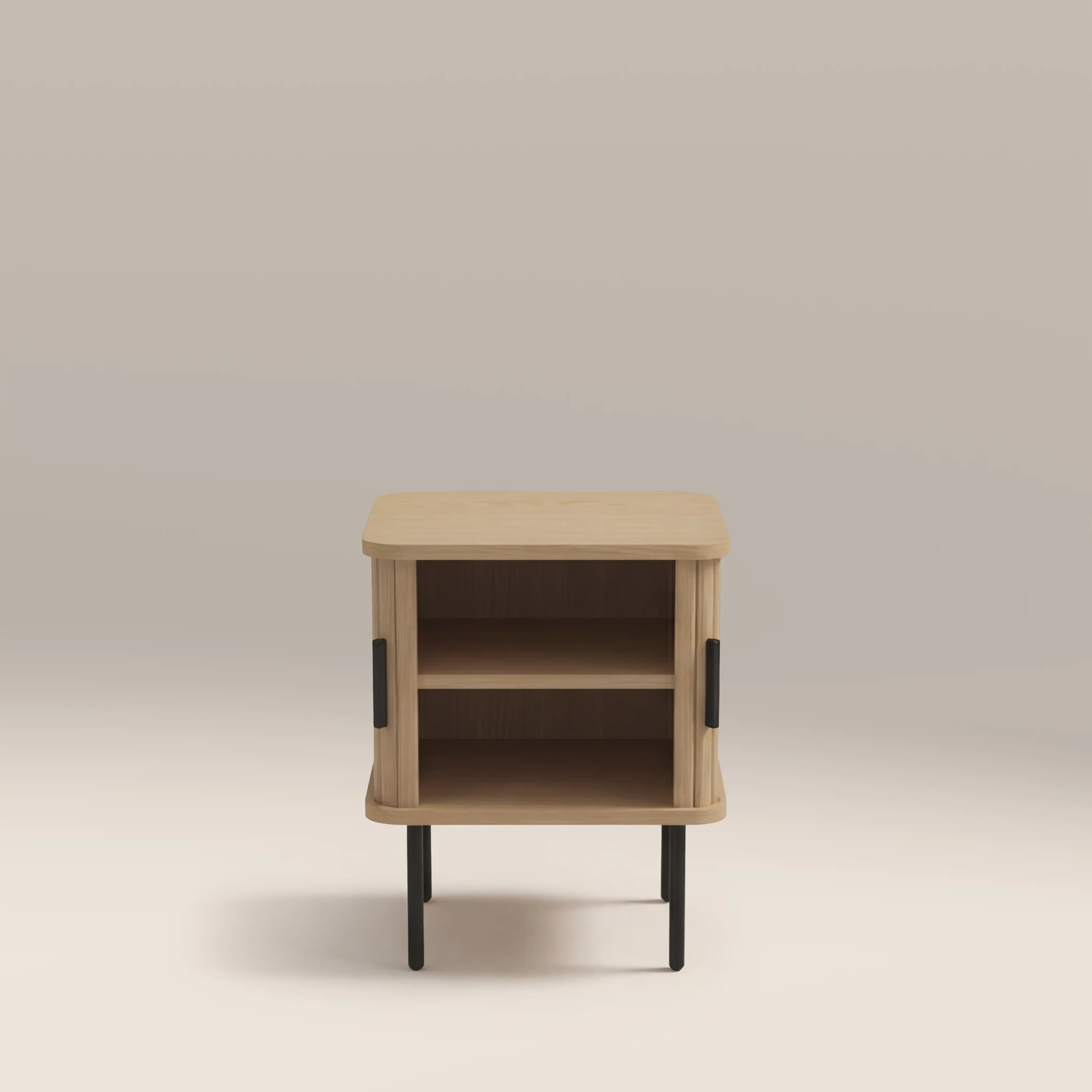 Mika Square Wooden 1 Drawer Bedside Table | Oak & Black - Image 4