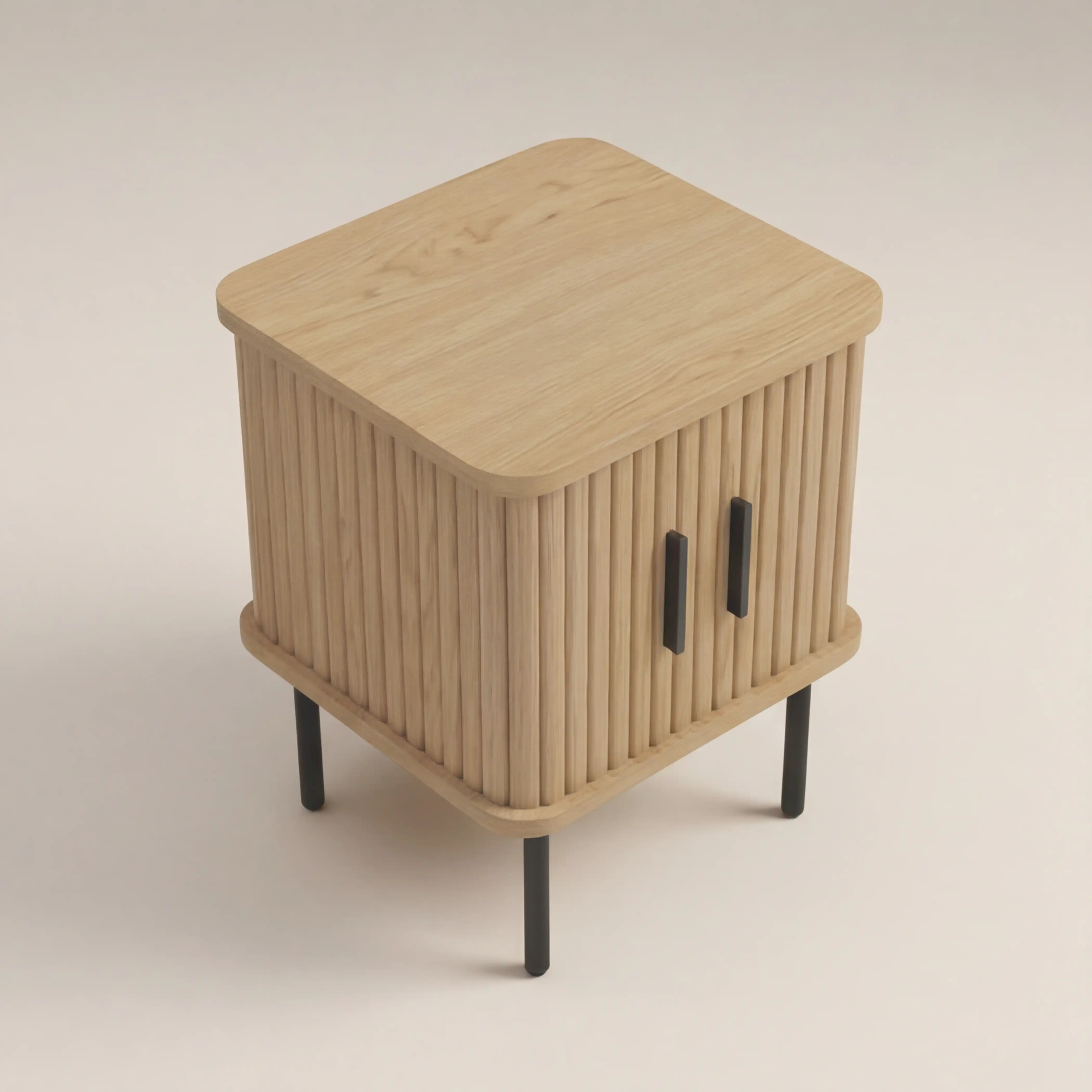 Mika Square Wooden 1 Drawer Bedside Table | Oak & Black - Image 5