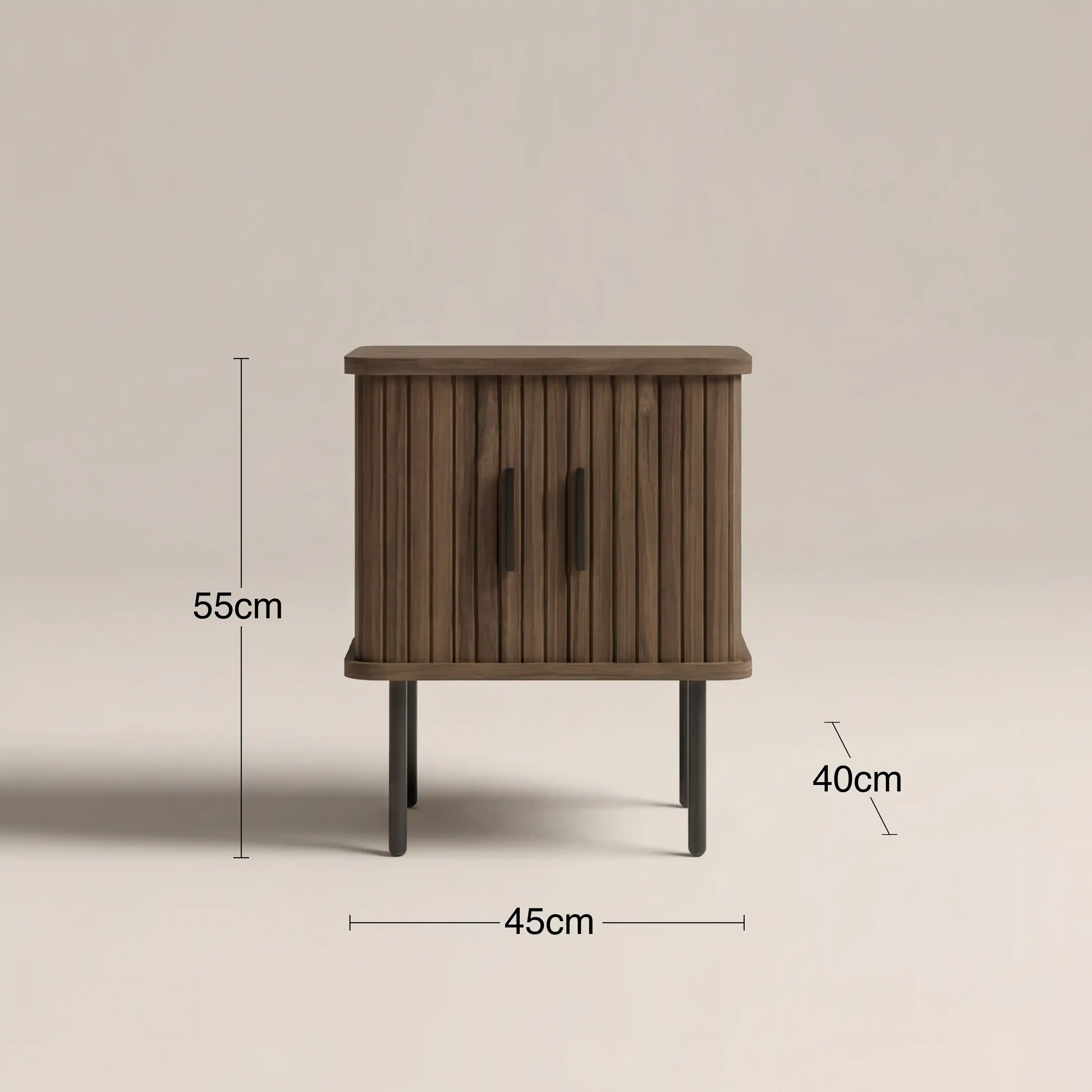 Mika Square Wooden 1 Drawer Bedside Table | Walnut & Black - Image 5