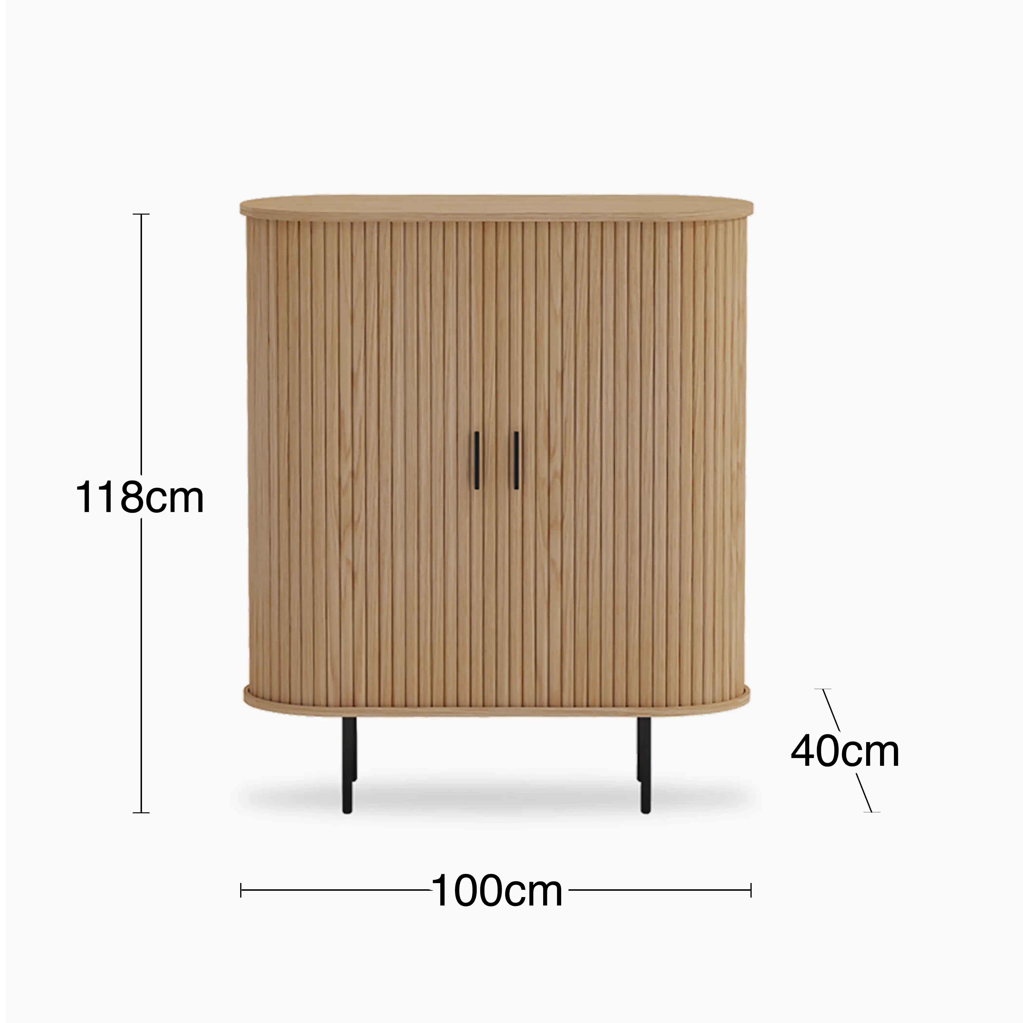 Mika Tall Wooden Sideboard | Oak & Black - Image 6