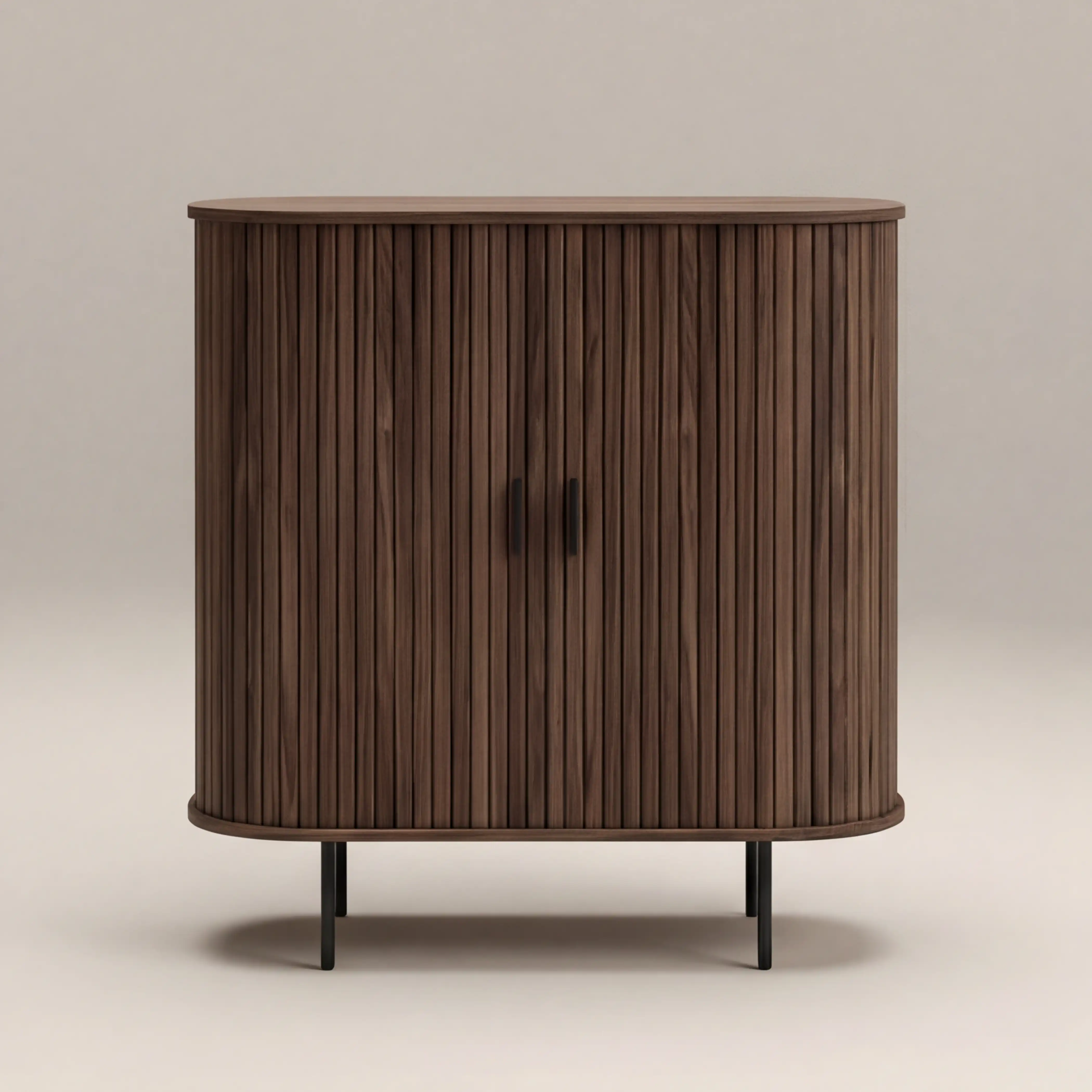 Mika Tall Wooden Sideboard | Walnut & Black - Image 2
