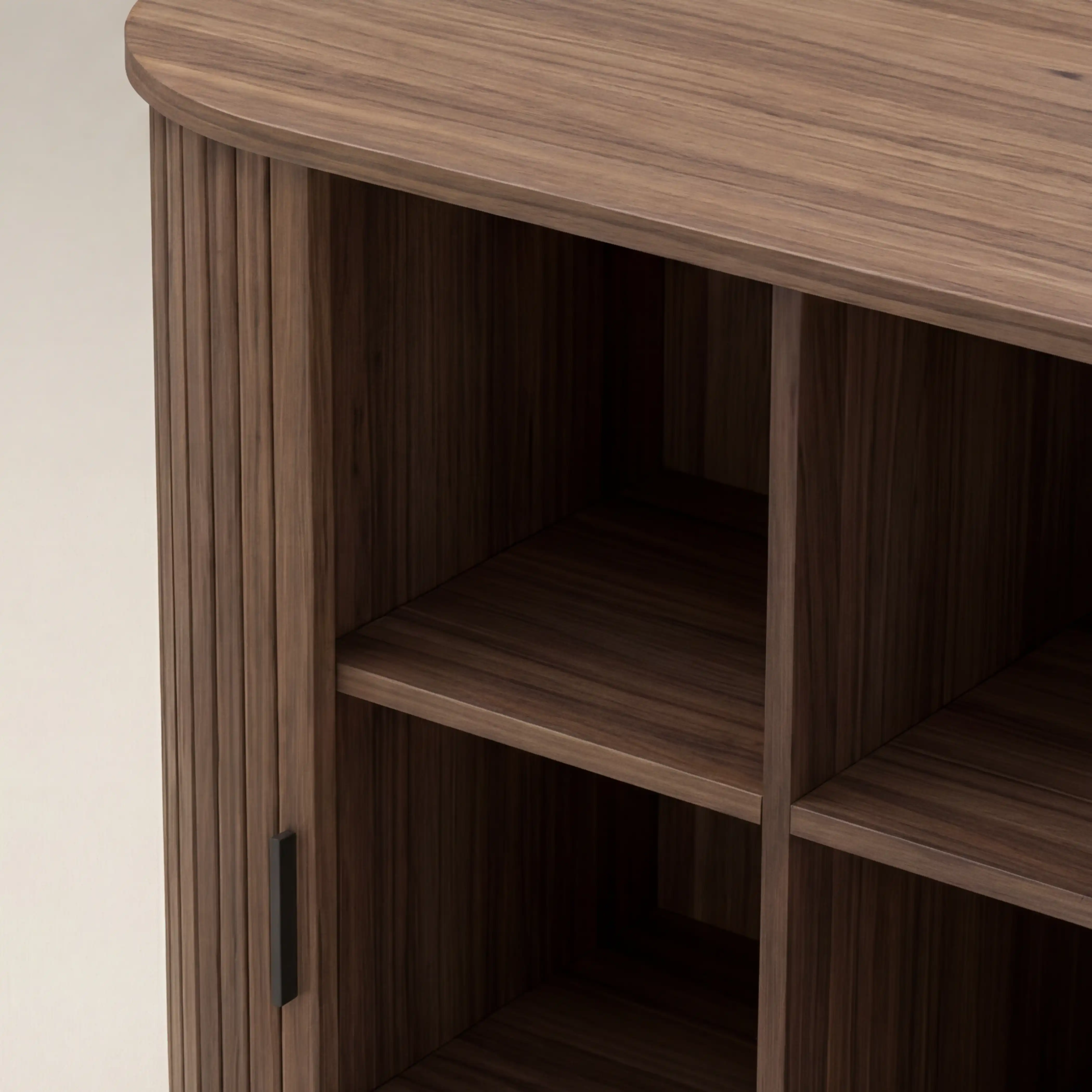 Mika Tall Wooden Sideboard | Walnut & Black - Image 5