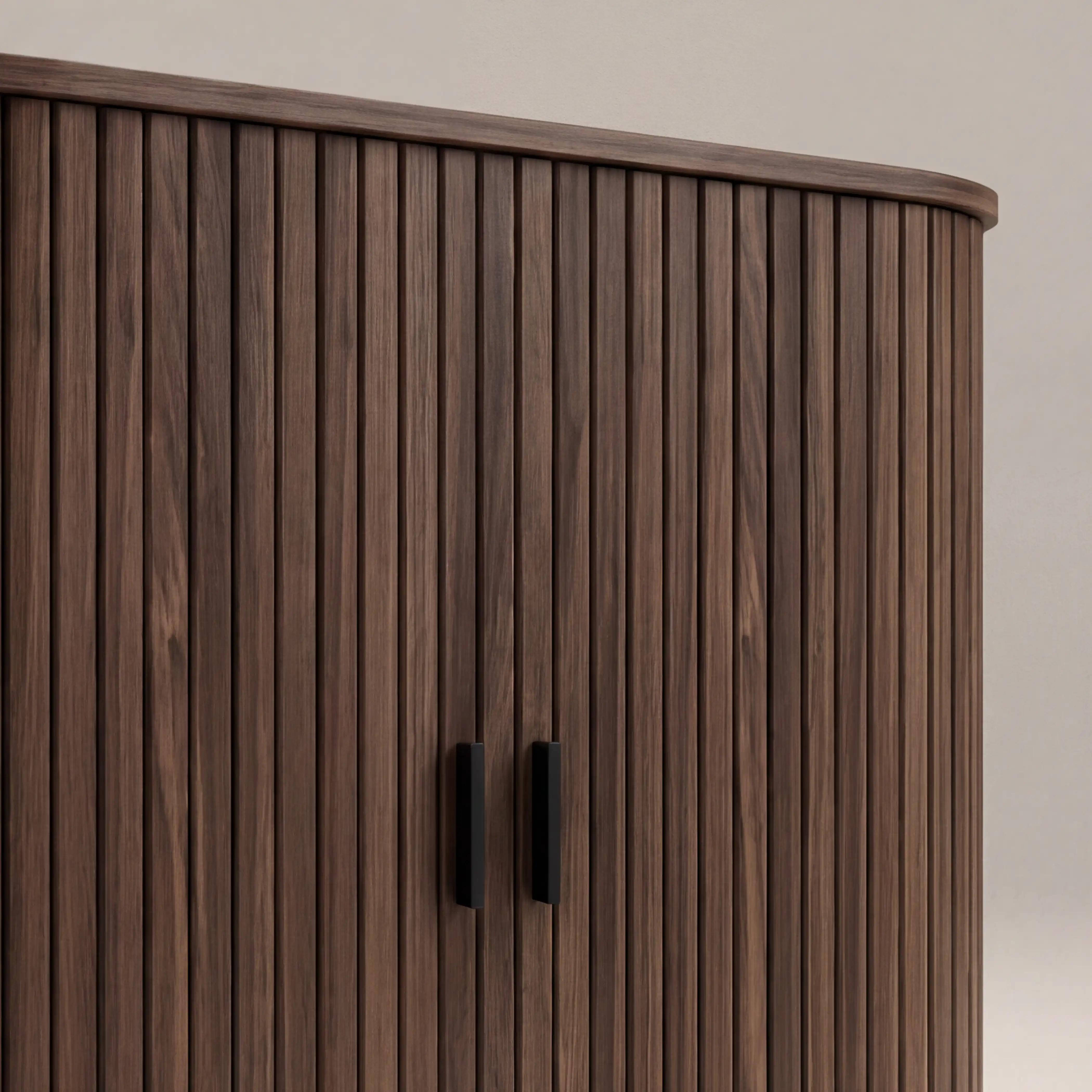 Mika Tall Wooden Sideboard | Walnut & Black - Image 6
