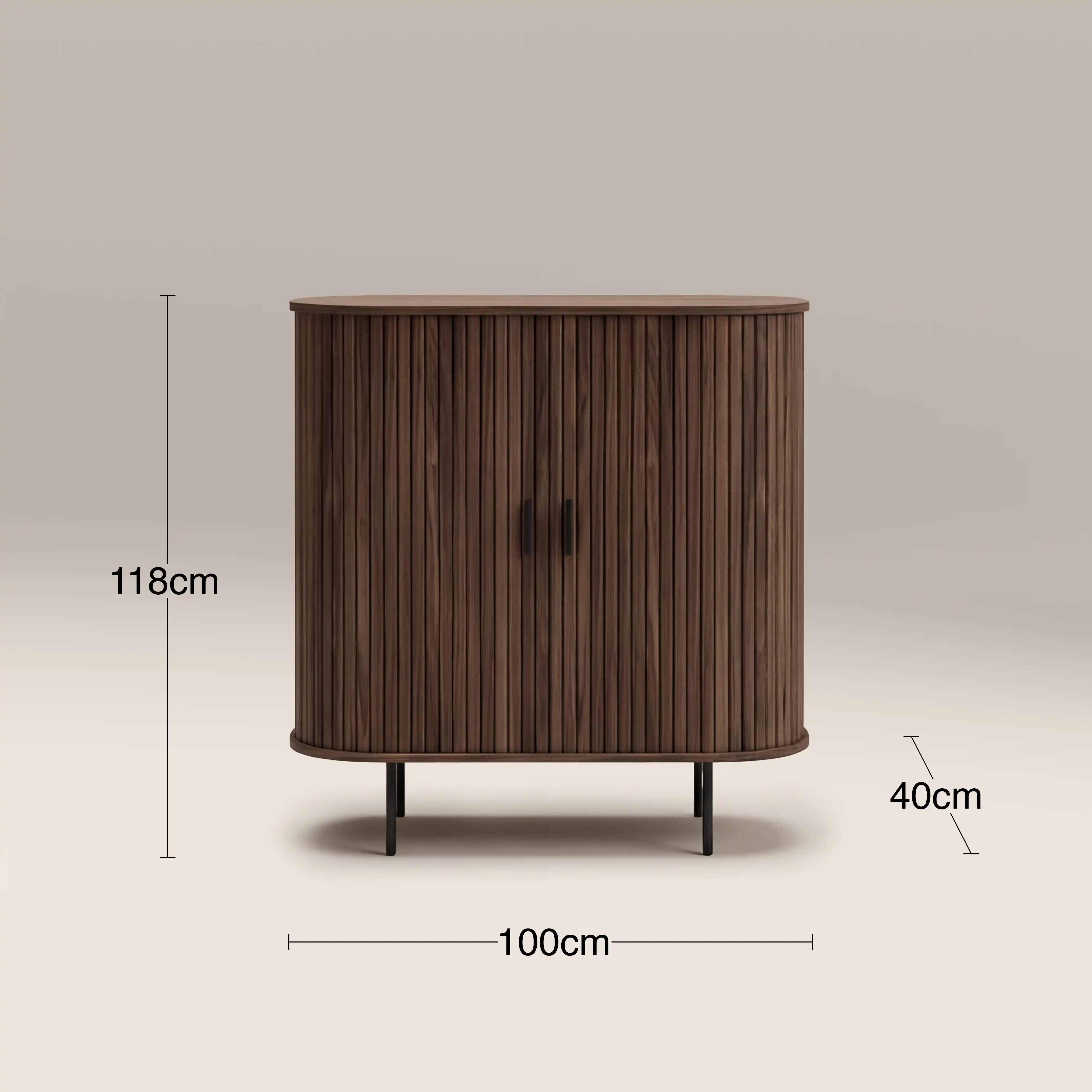 Mika Tall Wooden Sideboard | Walnut & Black - Image 7