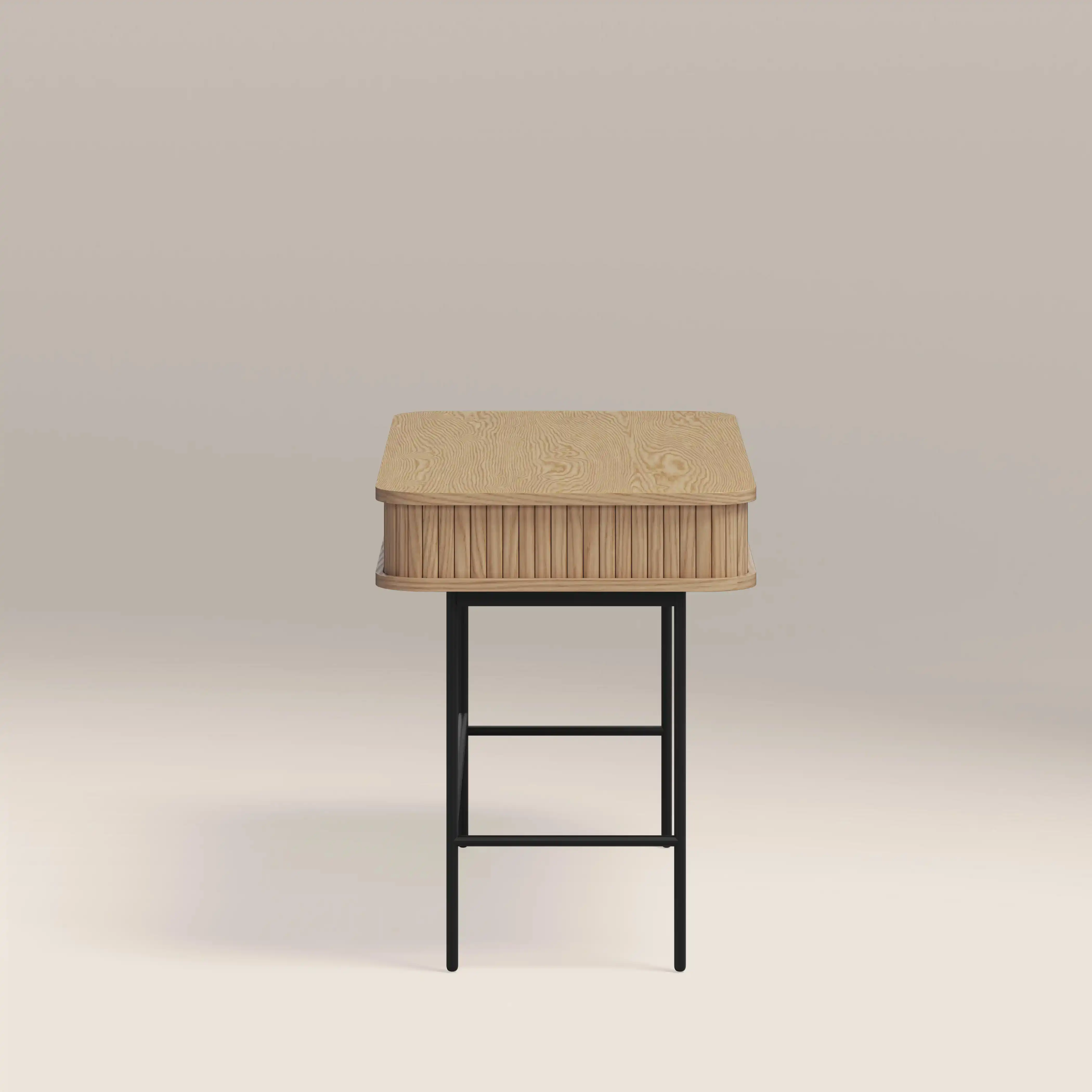 Mika Wooden 2 Drawer Desk | Oak & Black - Image 3