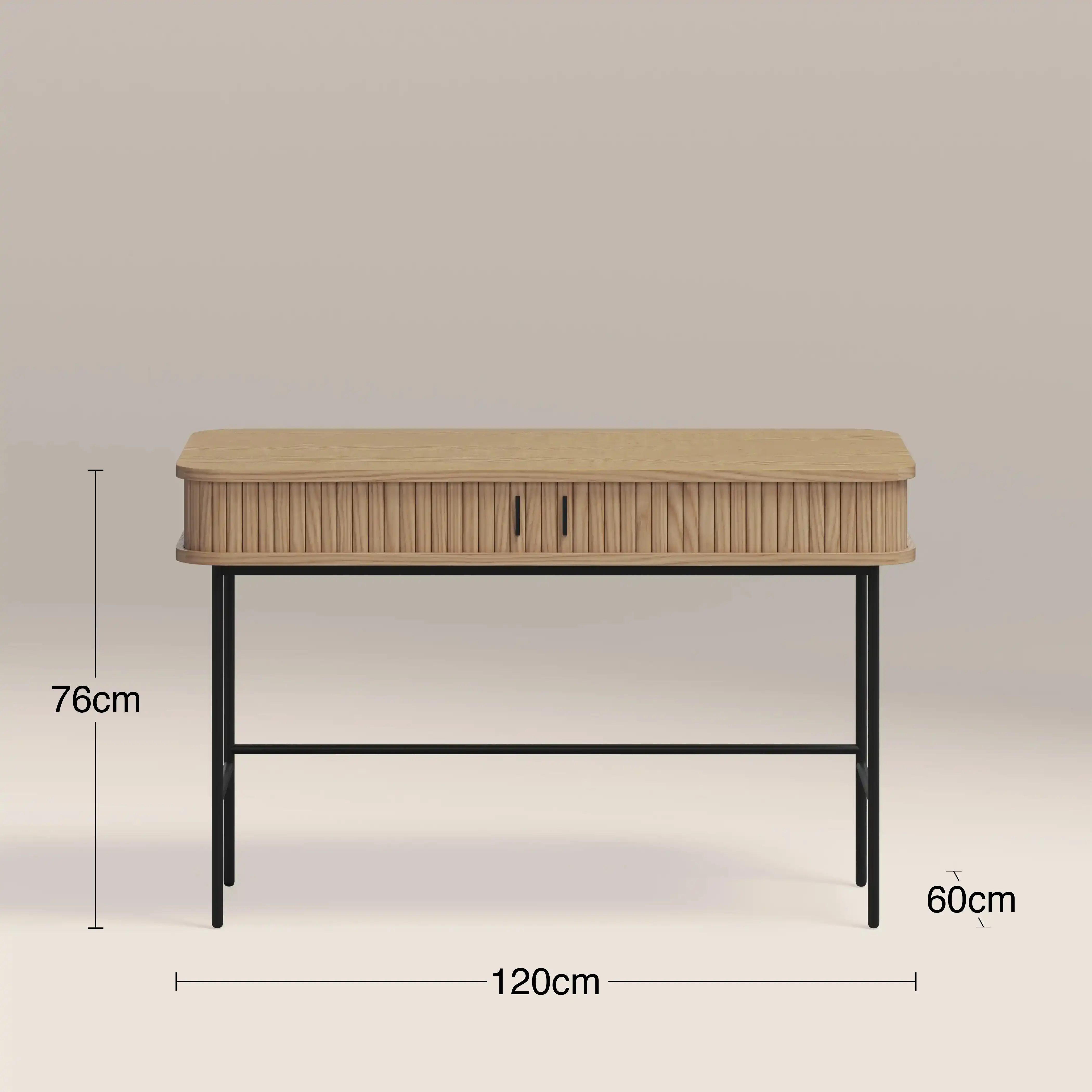 Mika Wooden 2 Drawer Desk | Oak & Black - Image 4