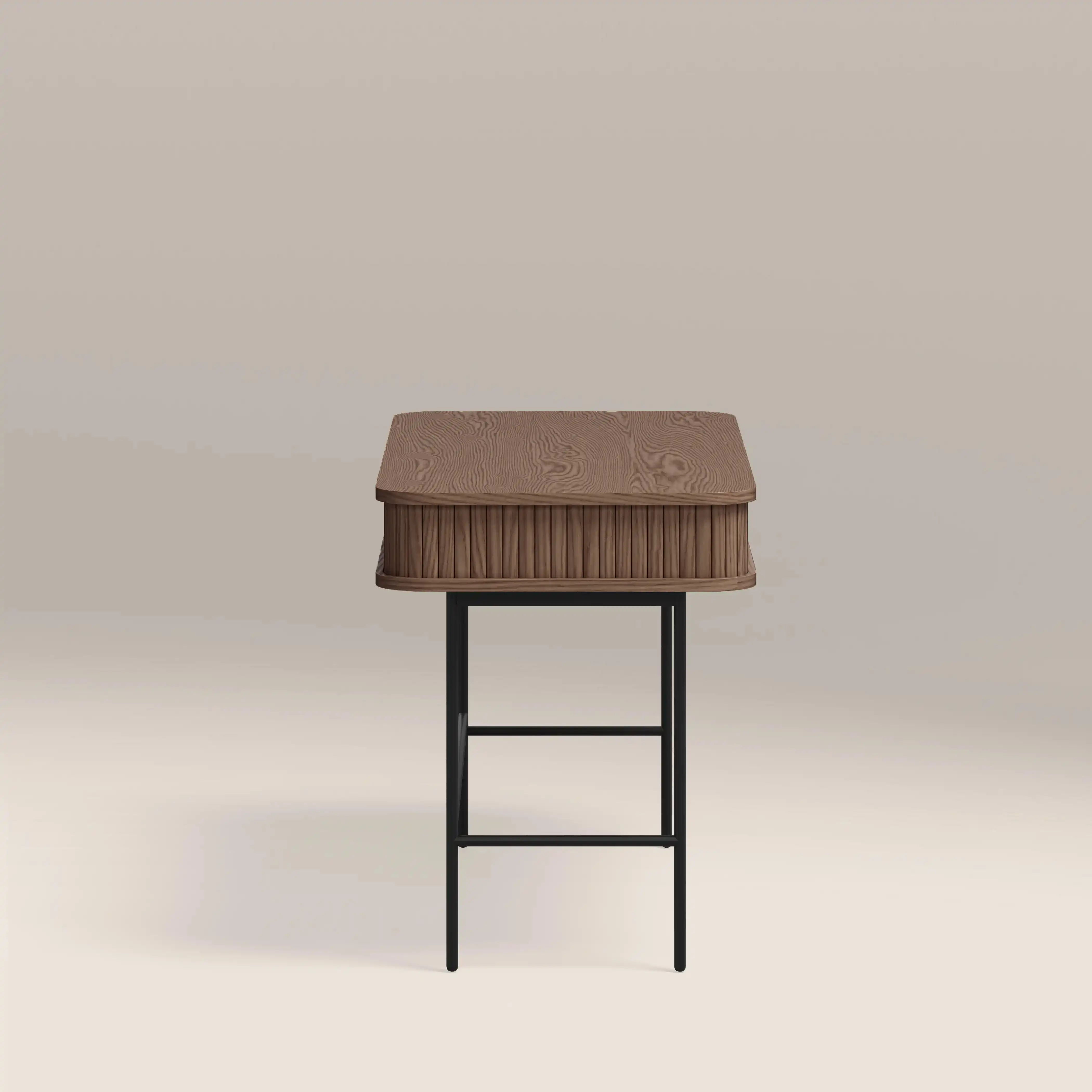 Mika Wooden 2 Drawer Desk | Walnut & Black - Image 3