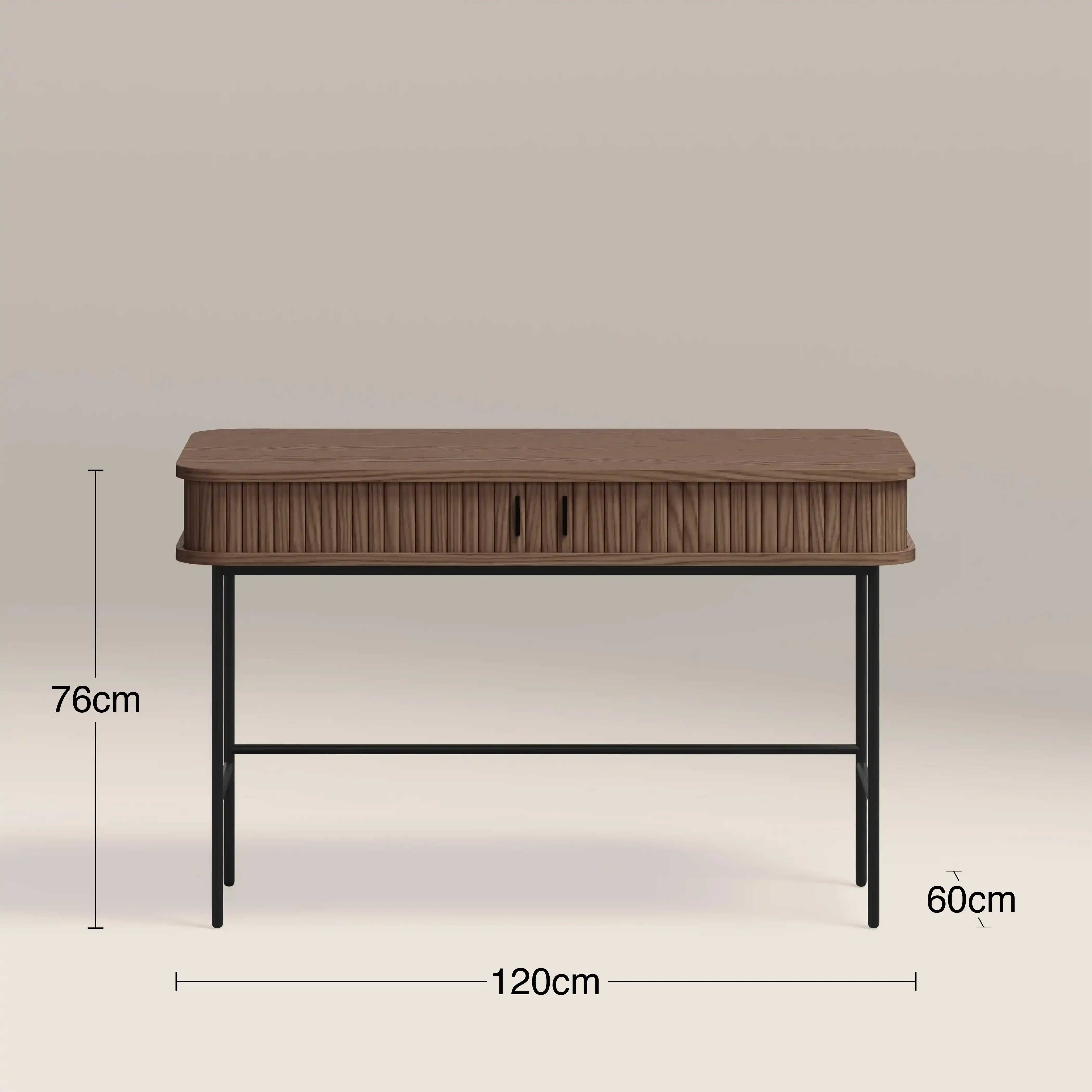 Mika Wooden 2 Drawer Desk | Walnut & Black - Image 4