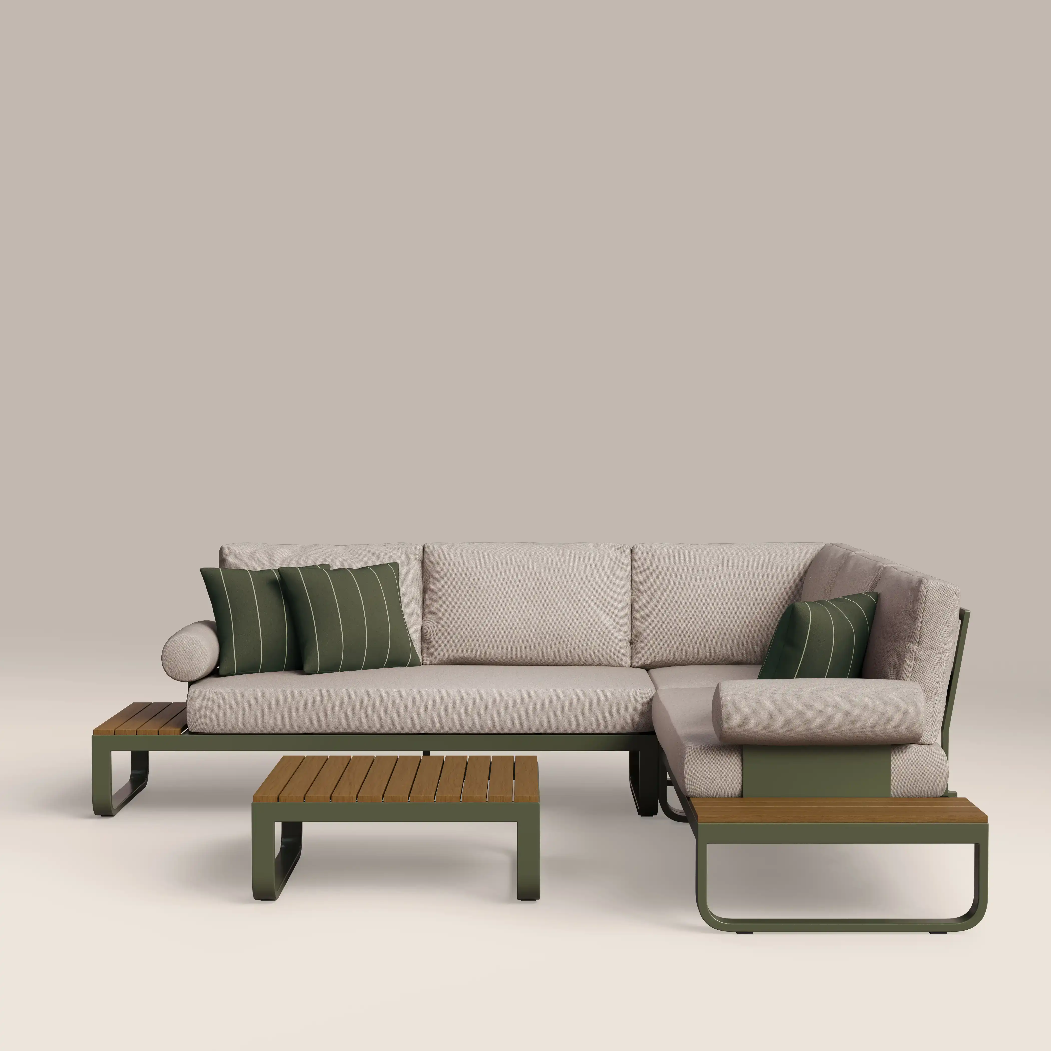 Milo Garden Corner Sofa Set | Natural & Moss Green - Image 2