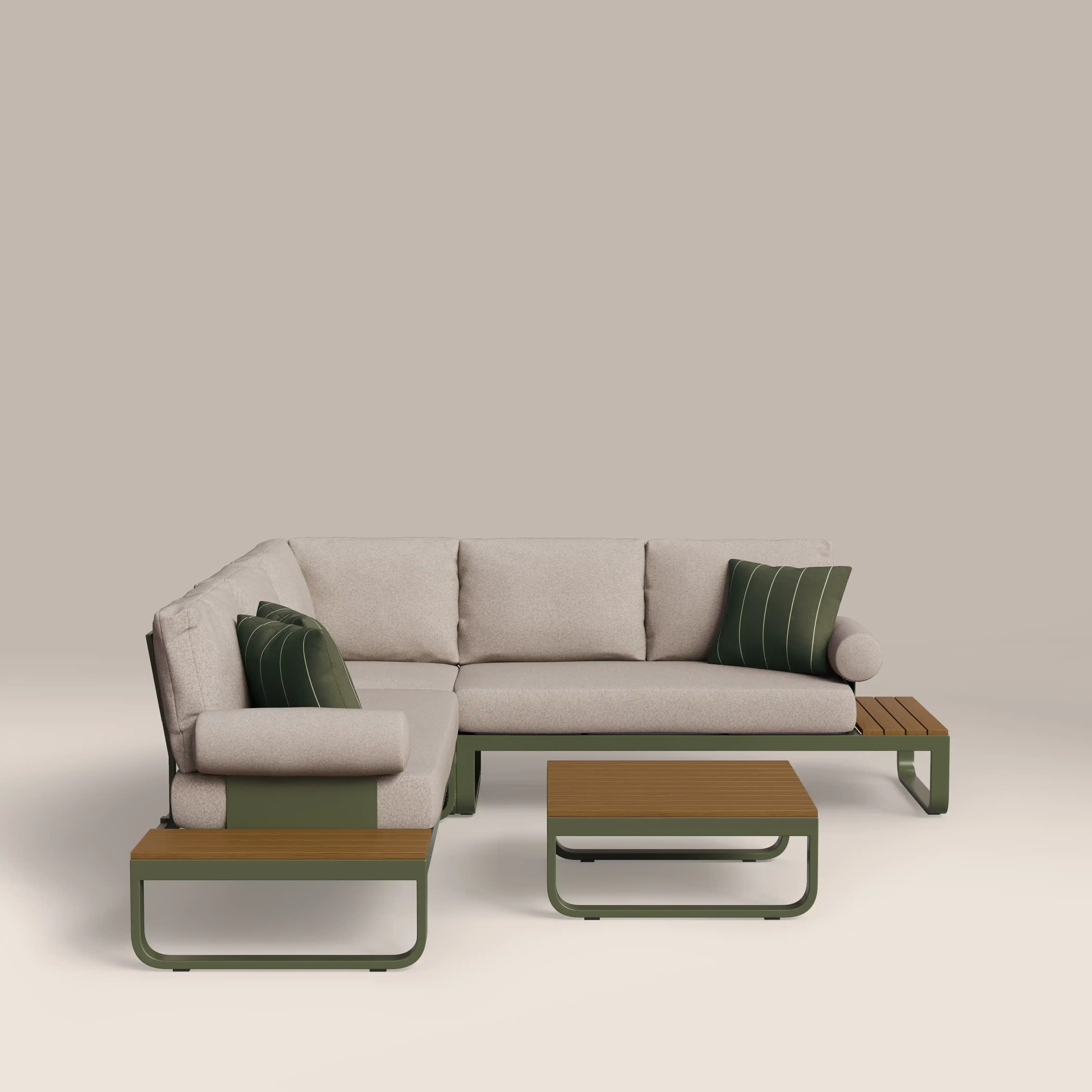 Milo Garden Corner Sofa Set | Natural & Moss Green - Image 4