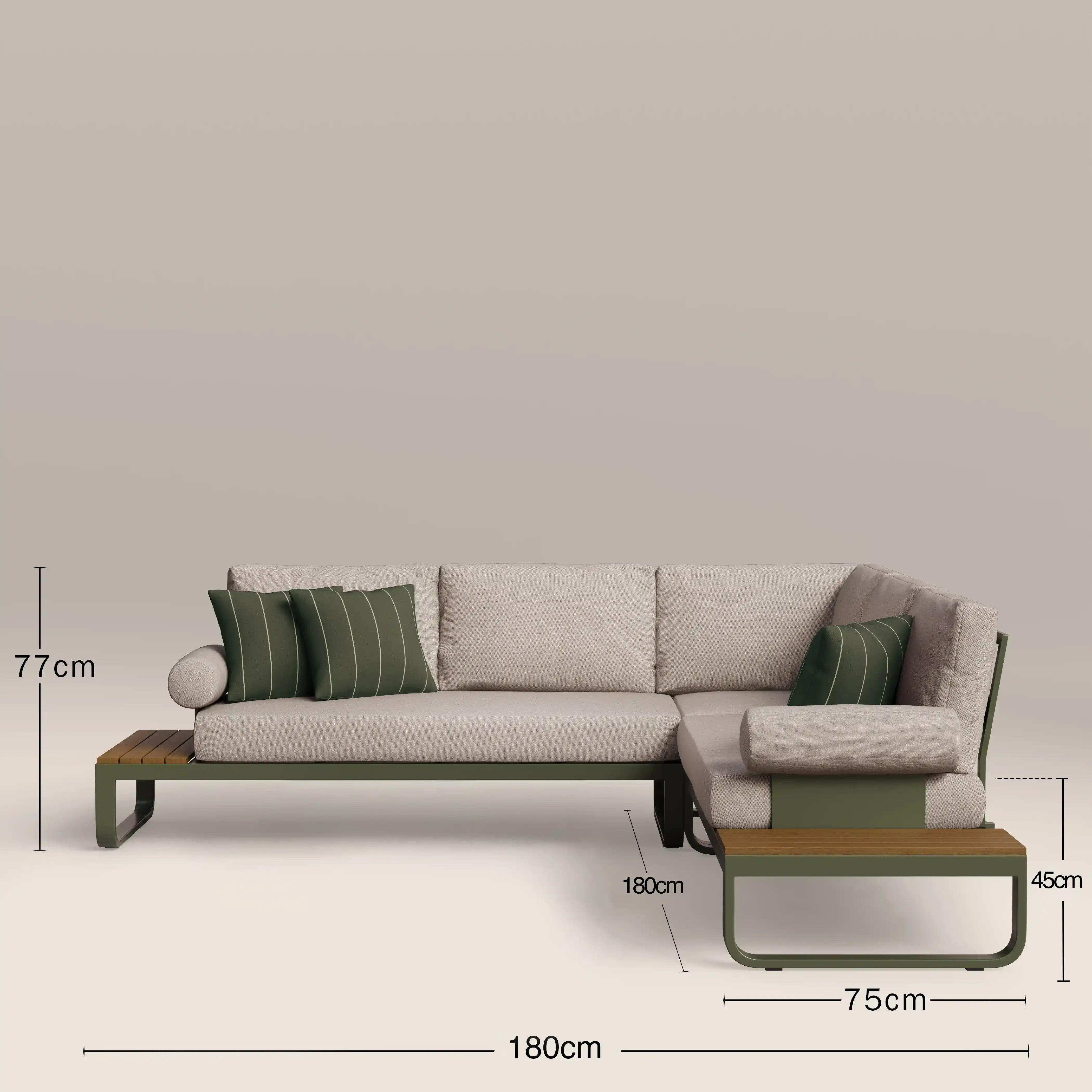 Milo Garden Corner Sofa Set | Natural & Moss Green - Image 6