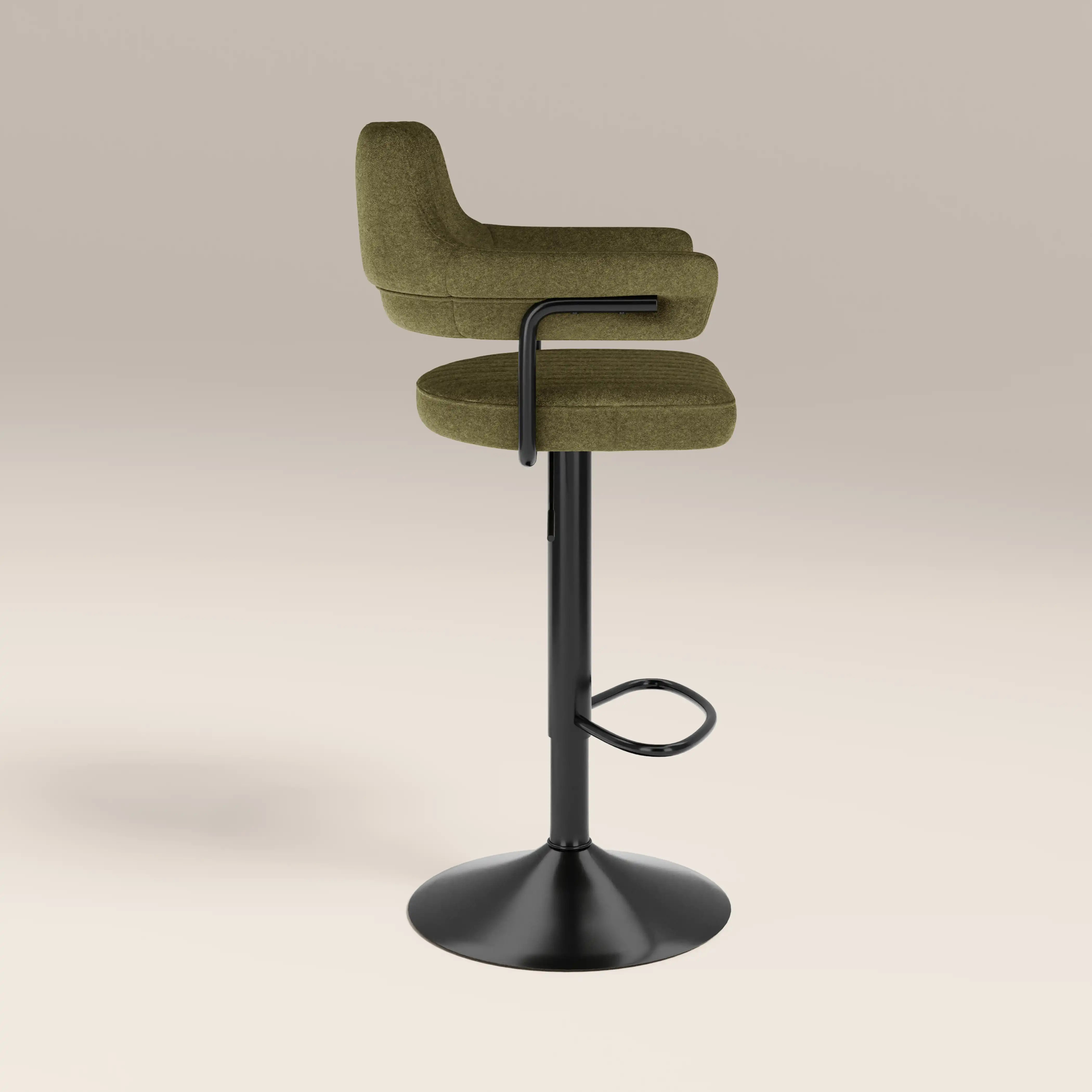 Mindy Adjustable Stool | Moss Green Sustainable Mohair Velvet & Black - Image 4