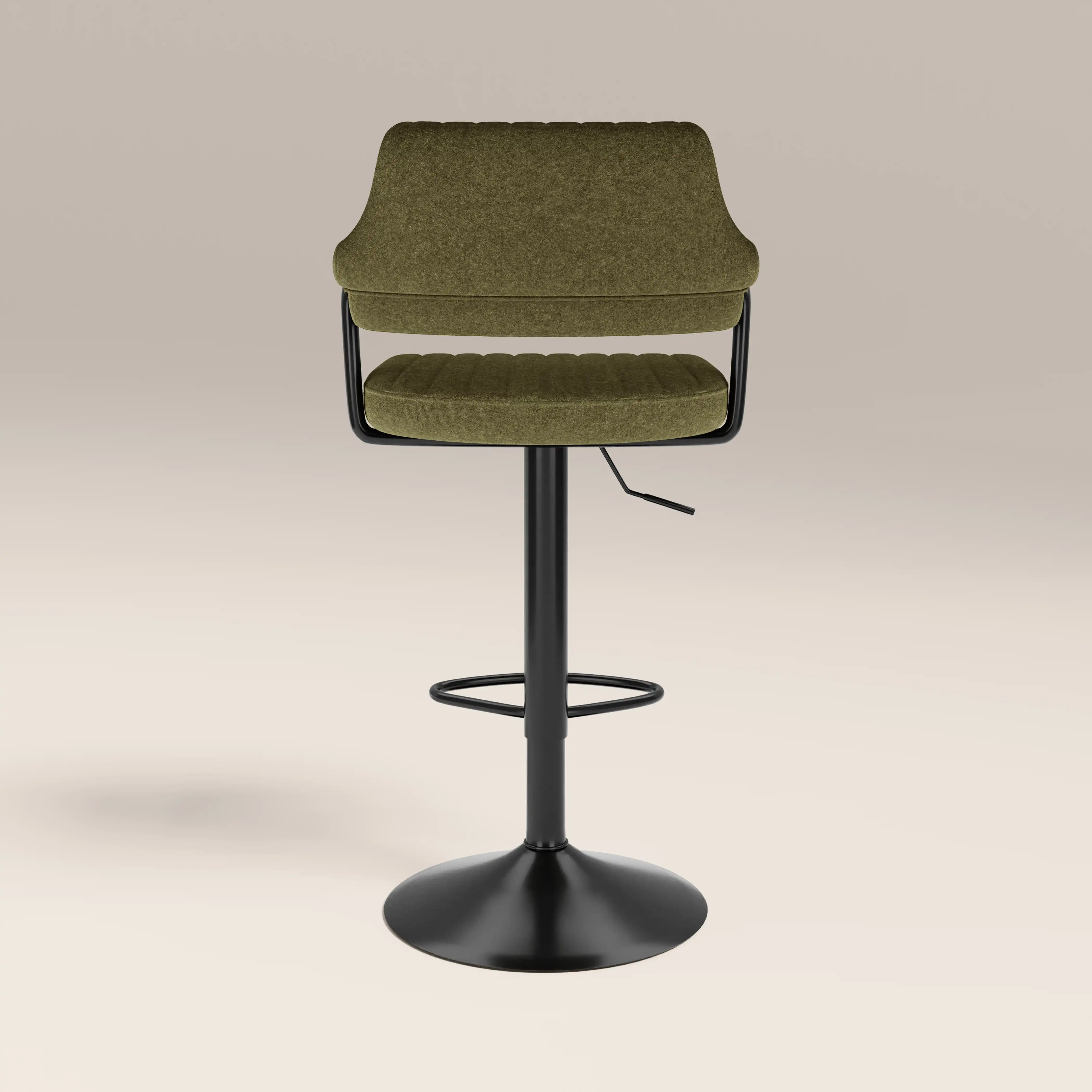 Mindy Adjustable Stool | Moss Green Sustainable Mohair Velvet & Black - Image 6