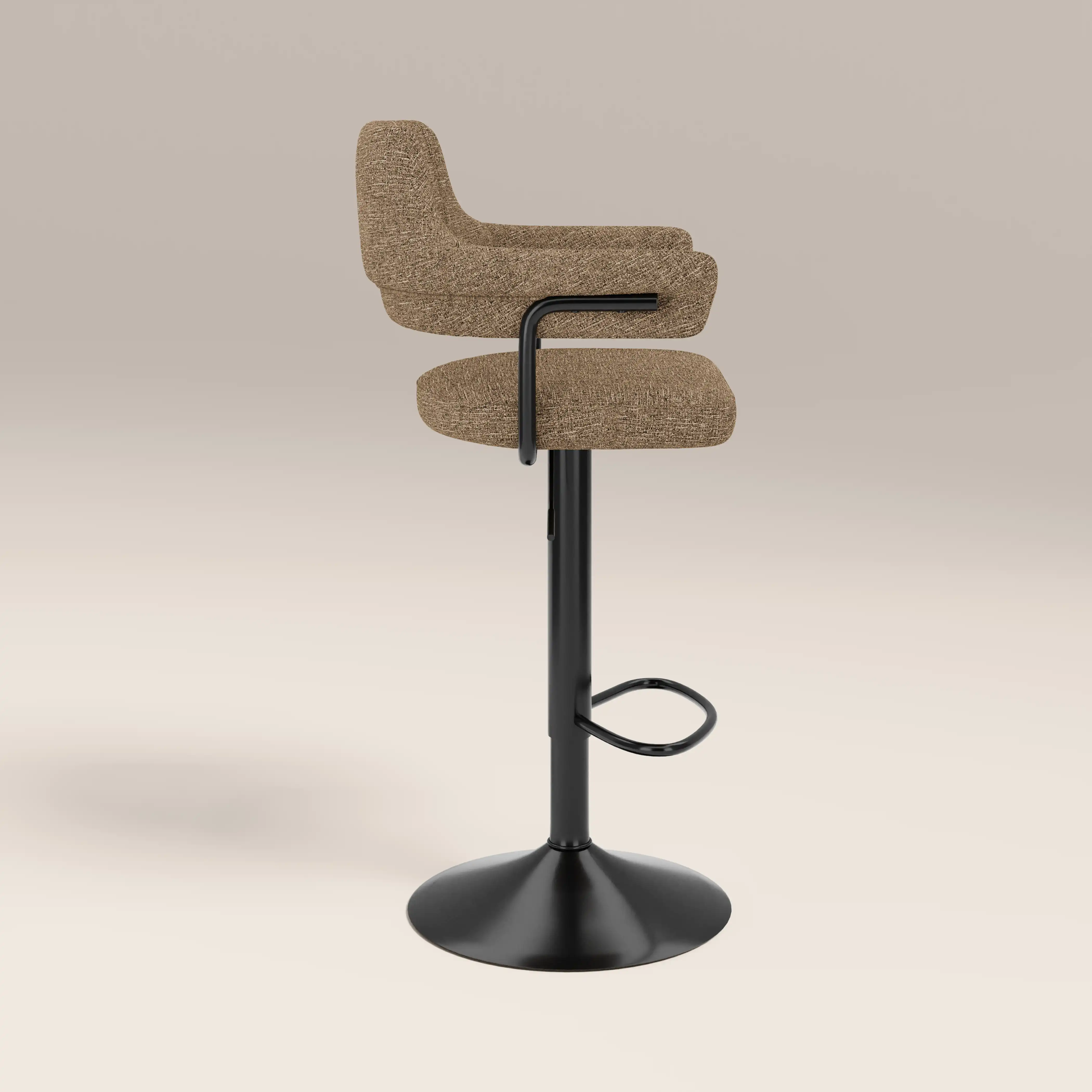 Mindy Adjustable Stool | Speckled Cappuccino Boucle & Black - Image 4