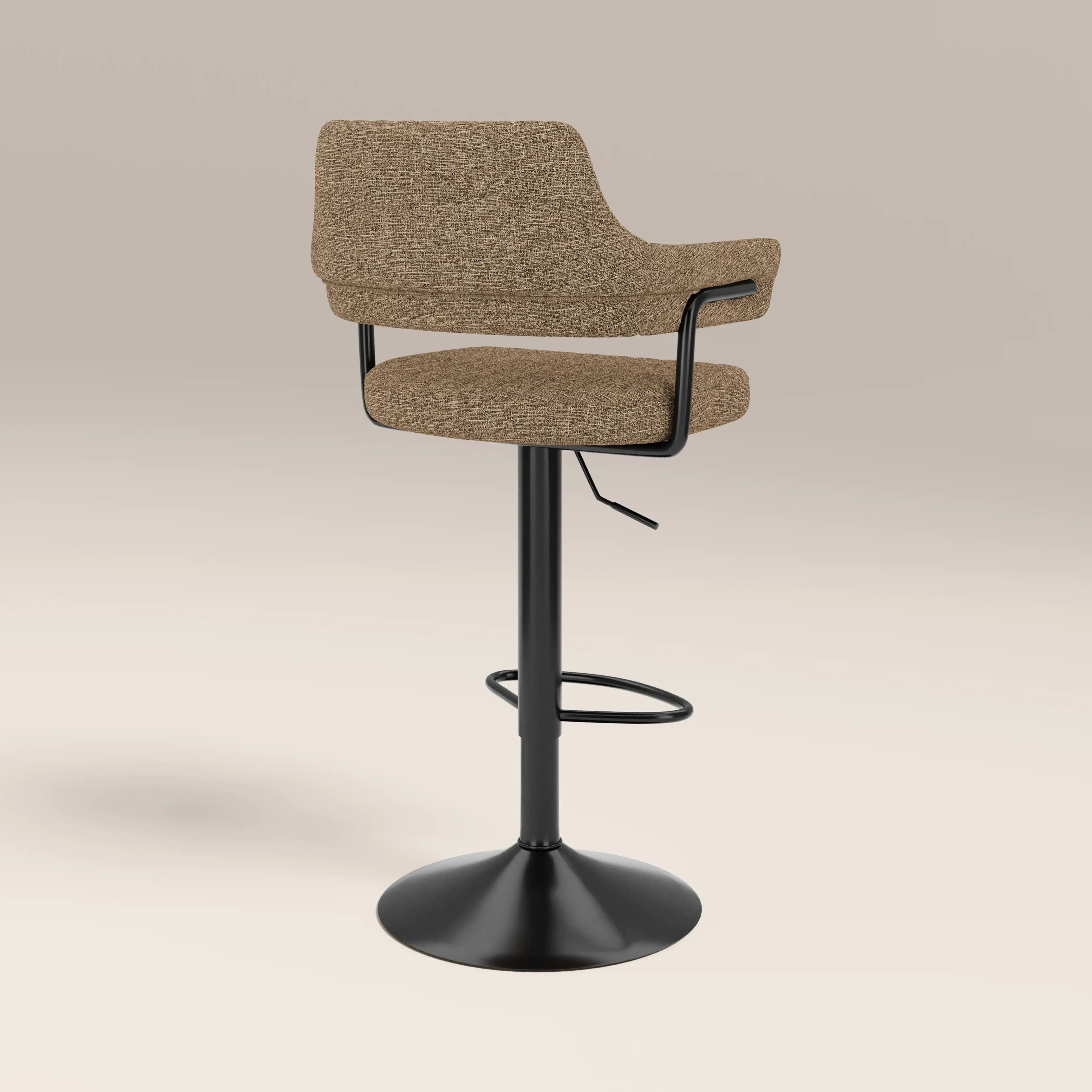 Mindy Adjustable Stool | Speckled Cappuccino Boucle & Black - Image 5
