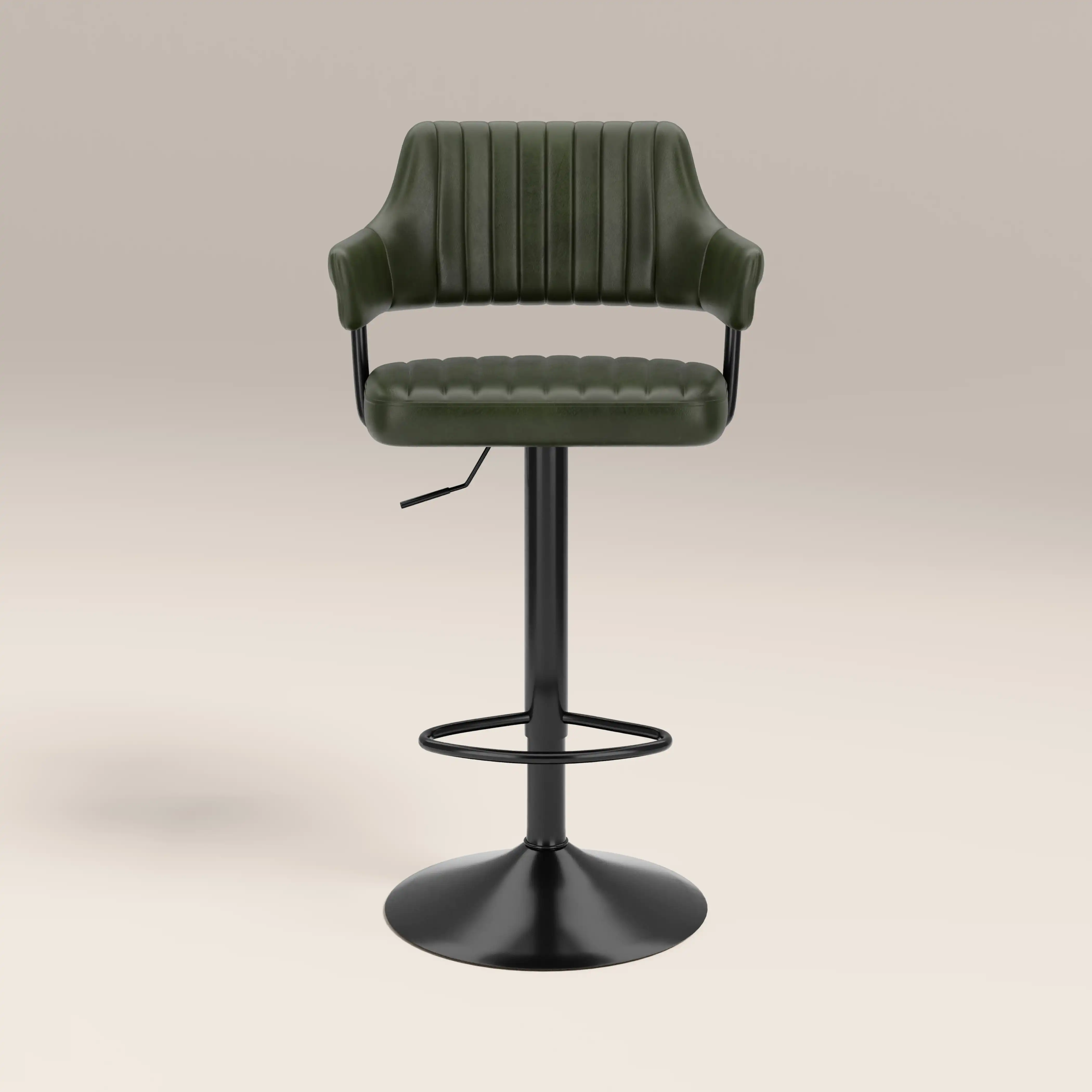Mindy Adjustable Stool | Vintage Green Faux Leather & Black - Image 2