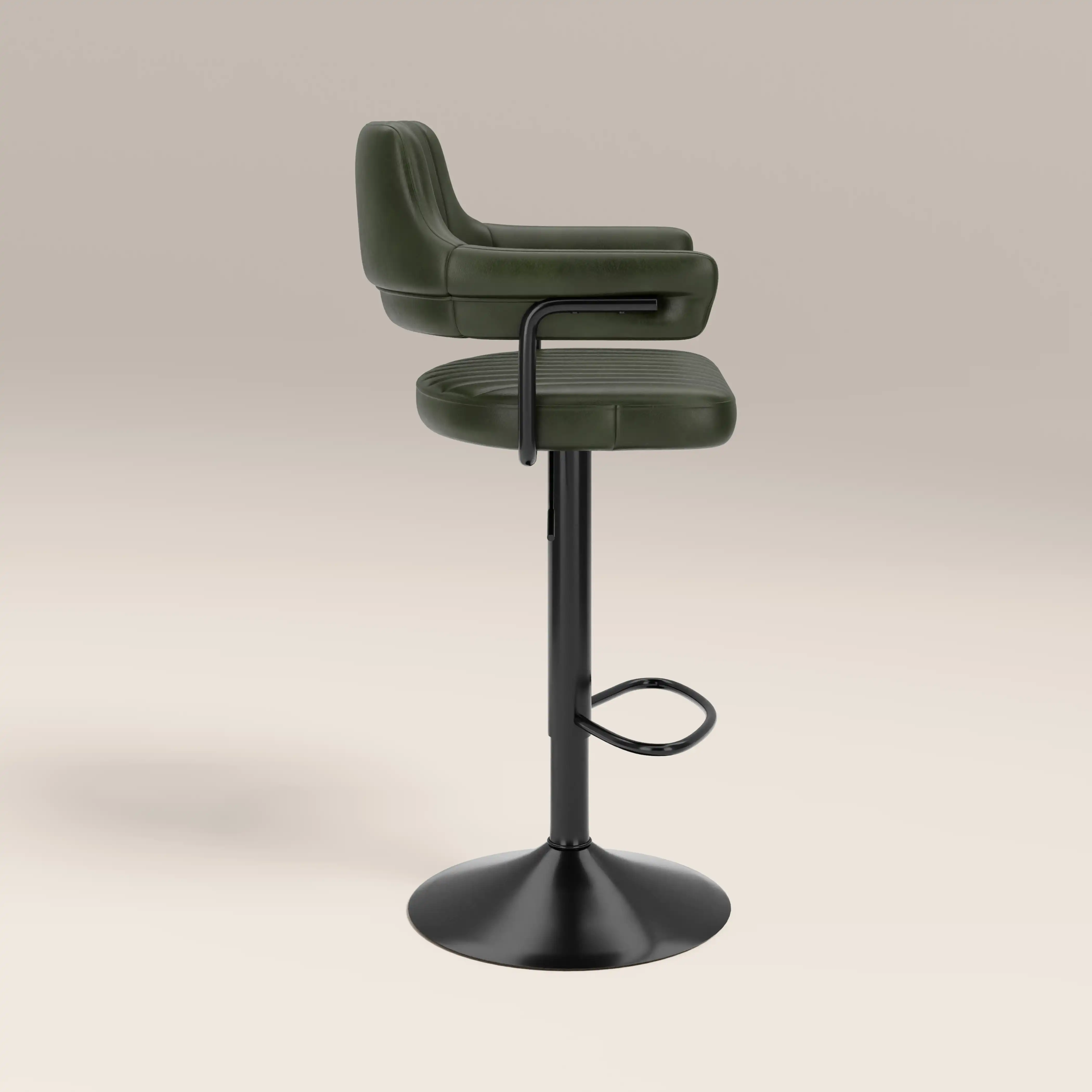 Mindy Adjustable Stool | Vintage Green Faux Leather & Black - Image 3