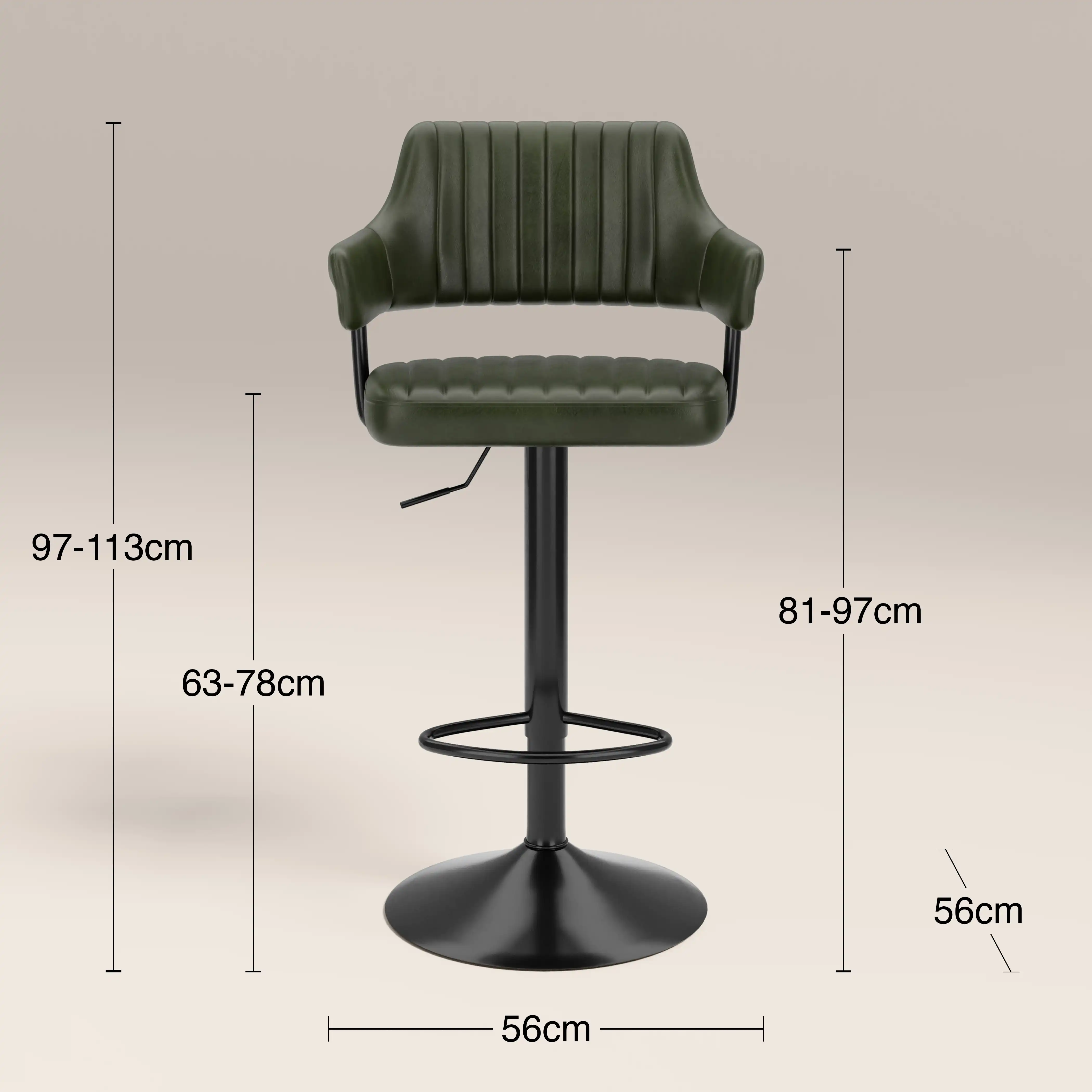 Mindy Adjustable Stool | Vintage Green Faux Leather & Black - Image 6