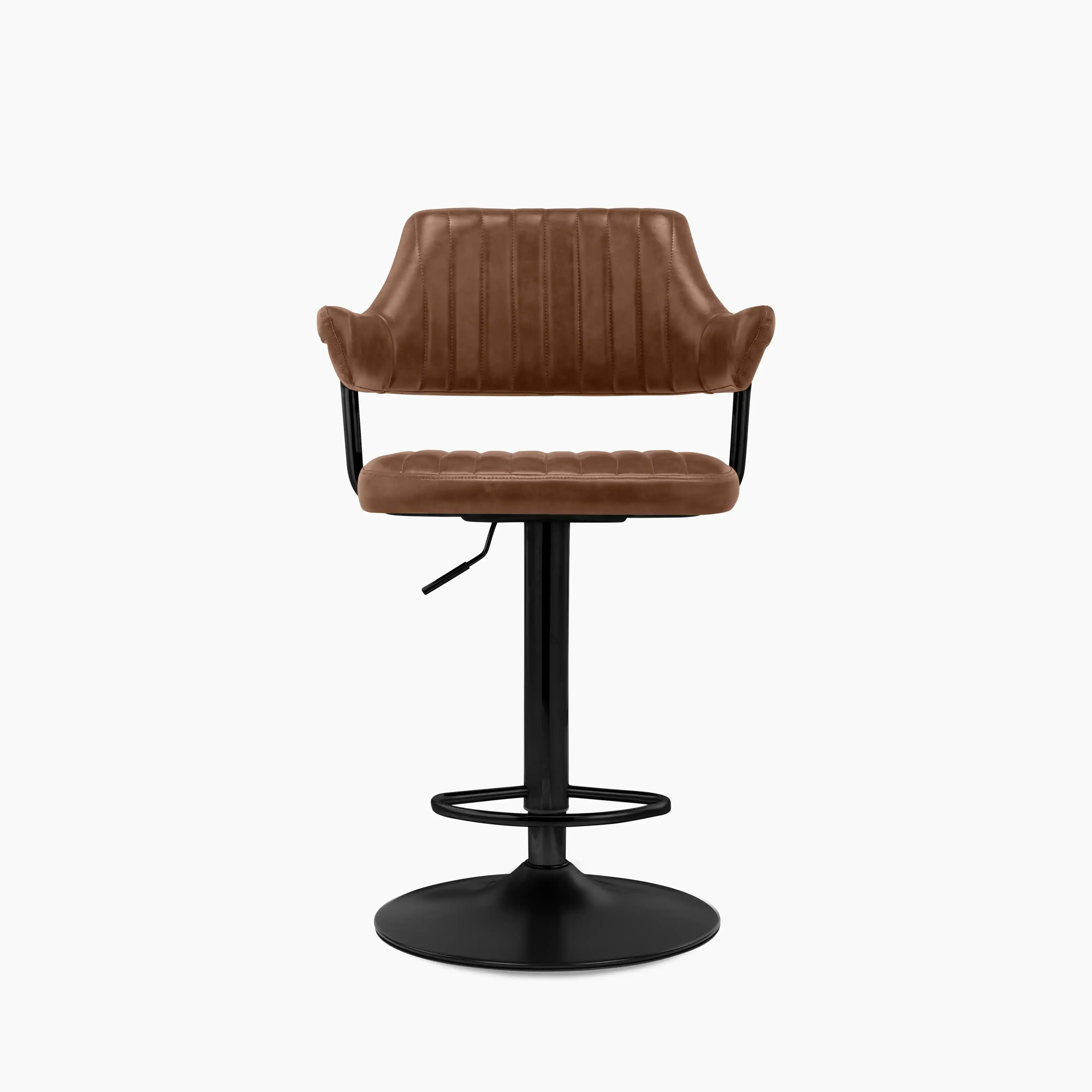 Mindy Adjustable Stool | Vintage Tan Faux Leather & Black - Image 3