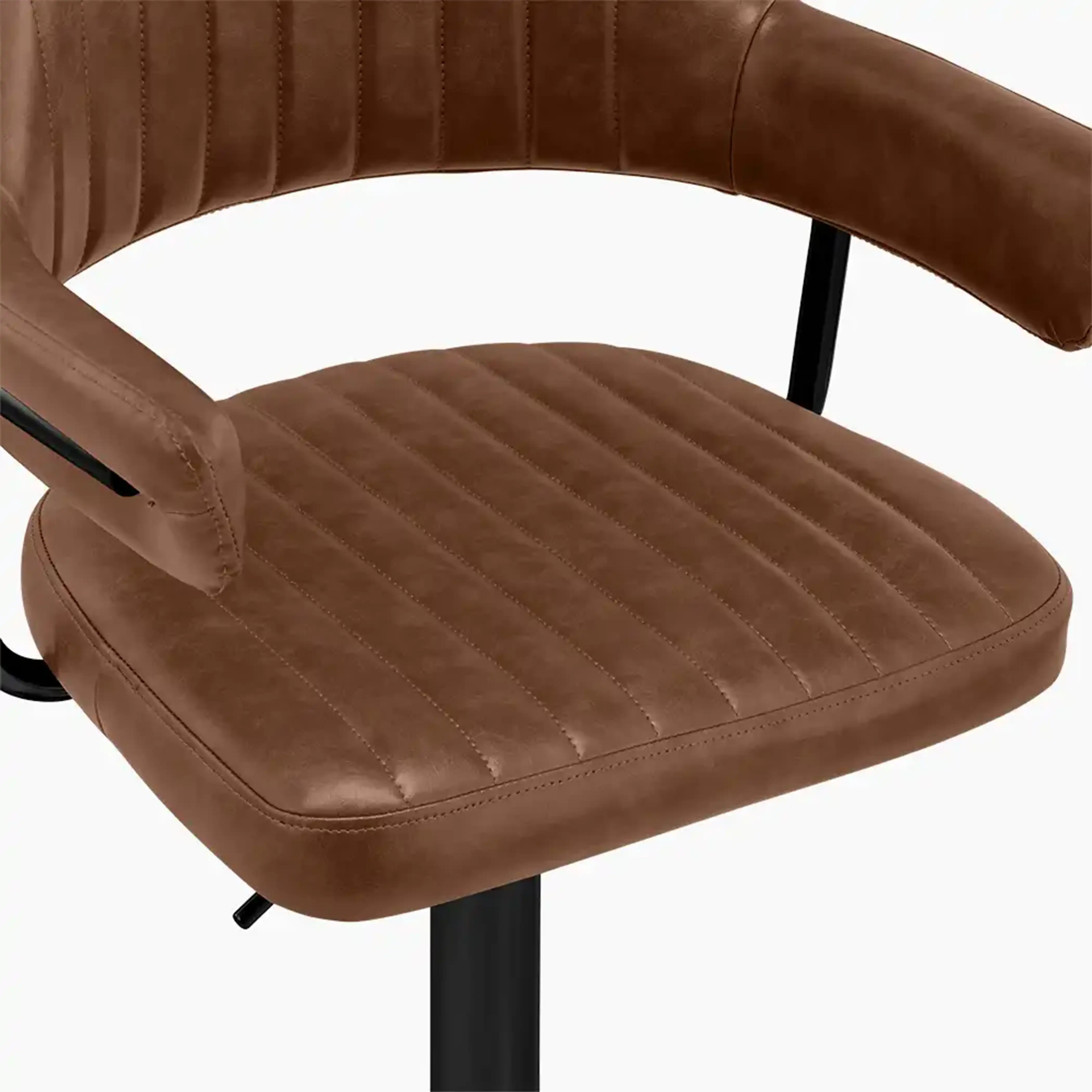 Mindy Adjustable Stool | Vintage Tan Faux Leather & Black - Image 7