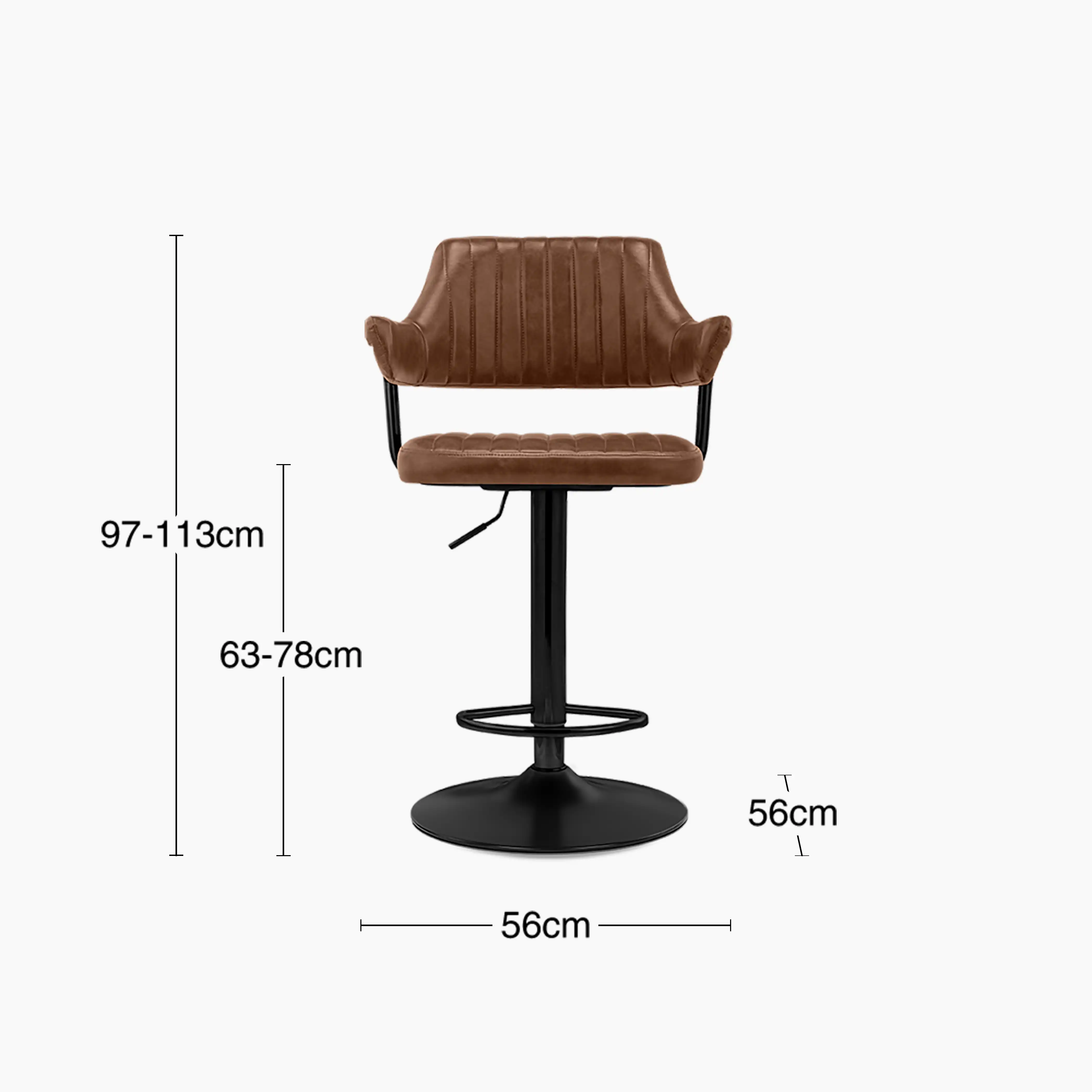 Mindy Adjustable Stool | Vintage Tan Faux Leather & Black - Image 8