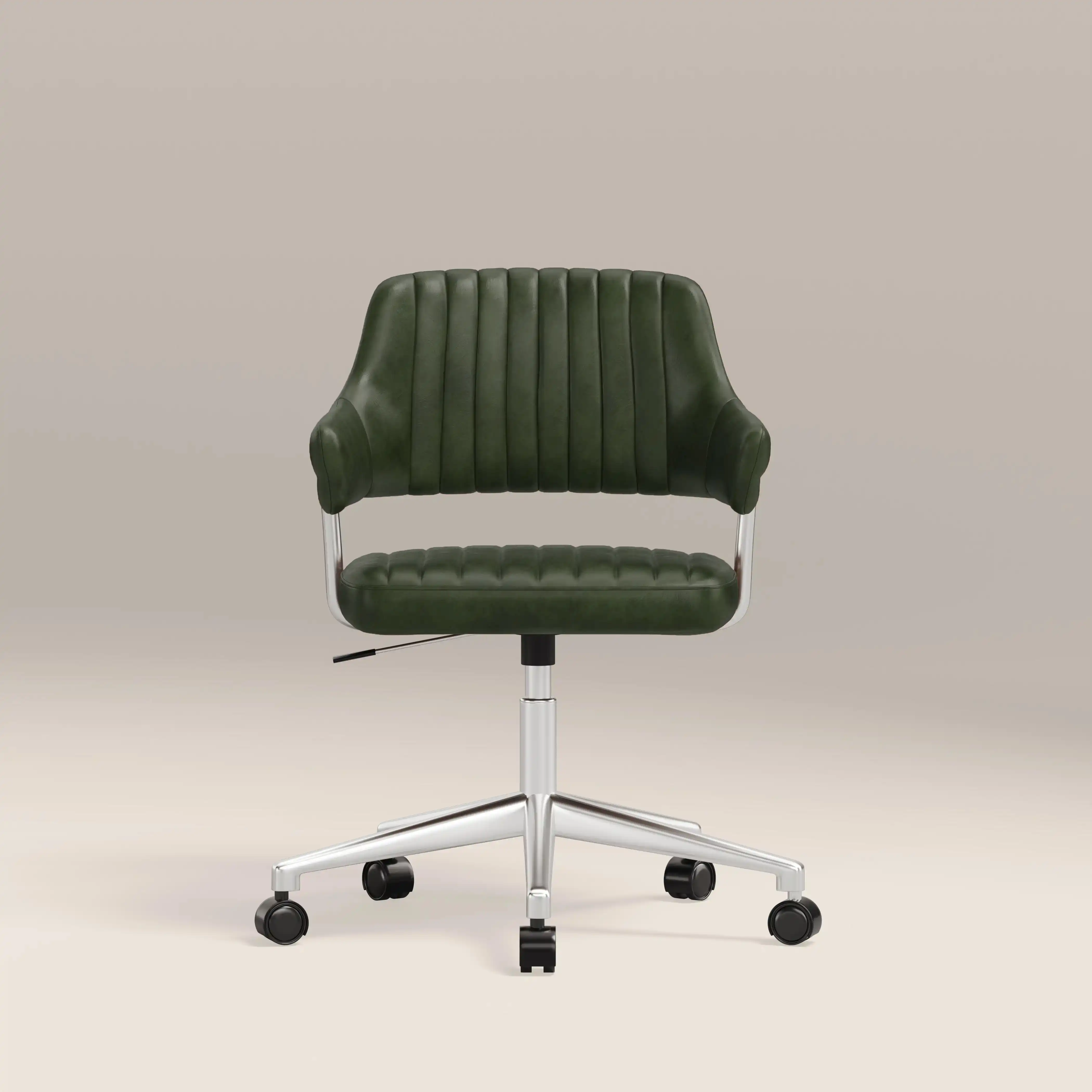 Mindy Office Chair | Vintage Green Faux Leather & Chrome - Image 2