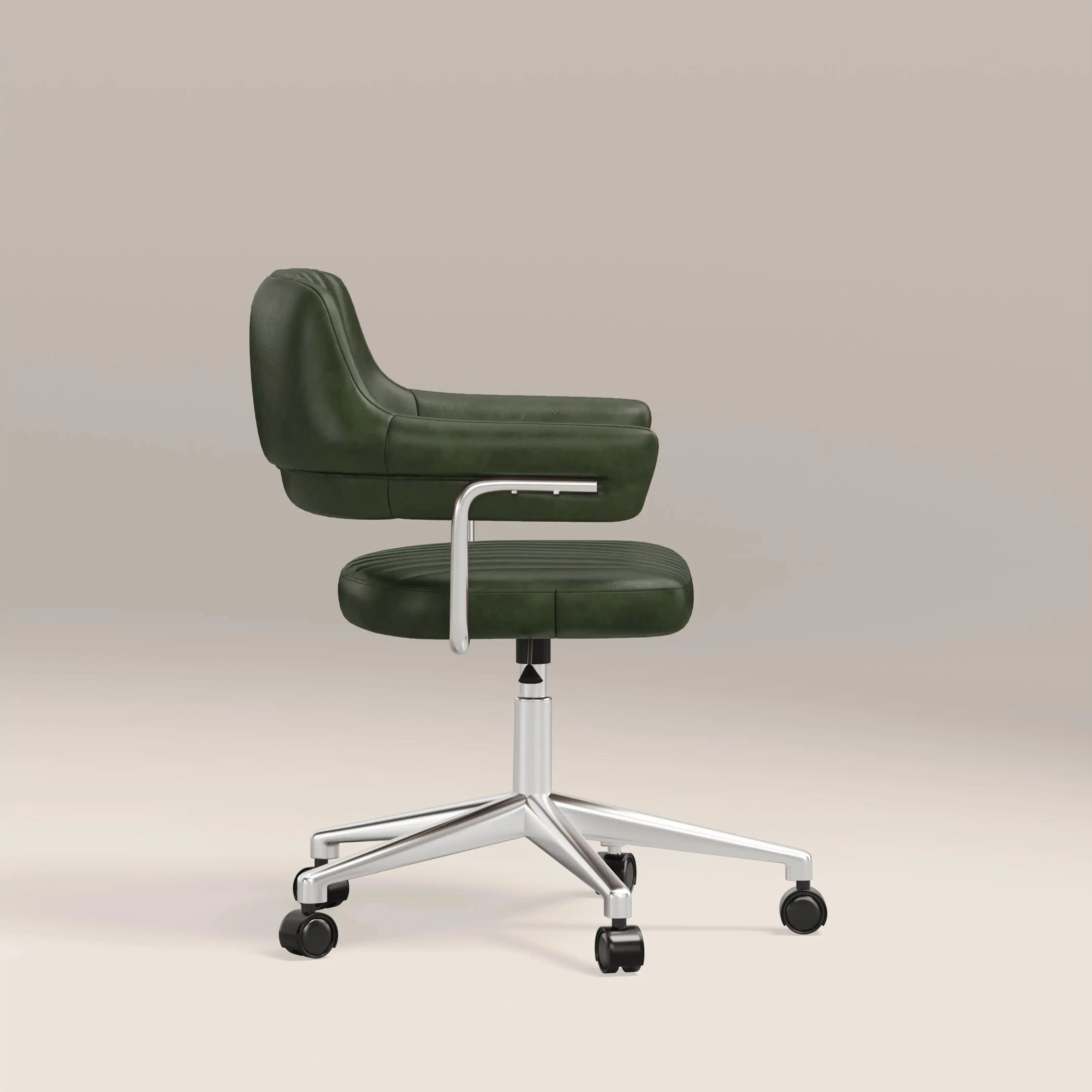 Mindy Office Chair | Vintage Green Faux Leather & Chrome - Image 3