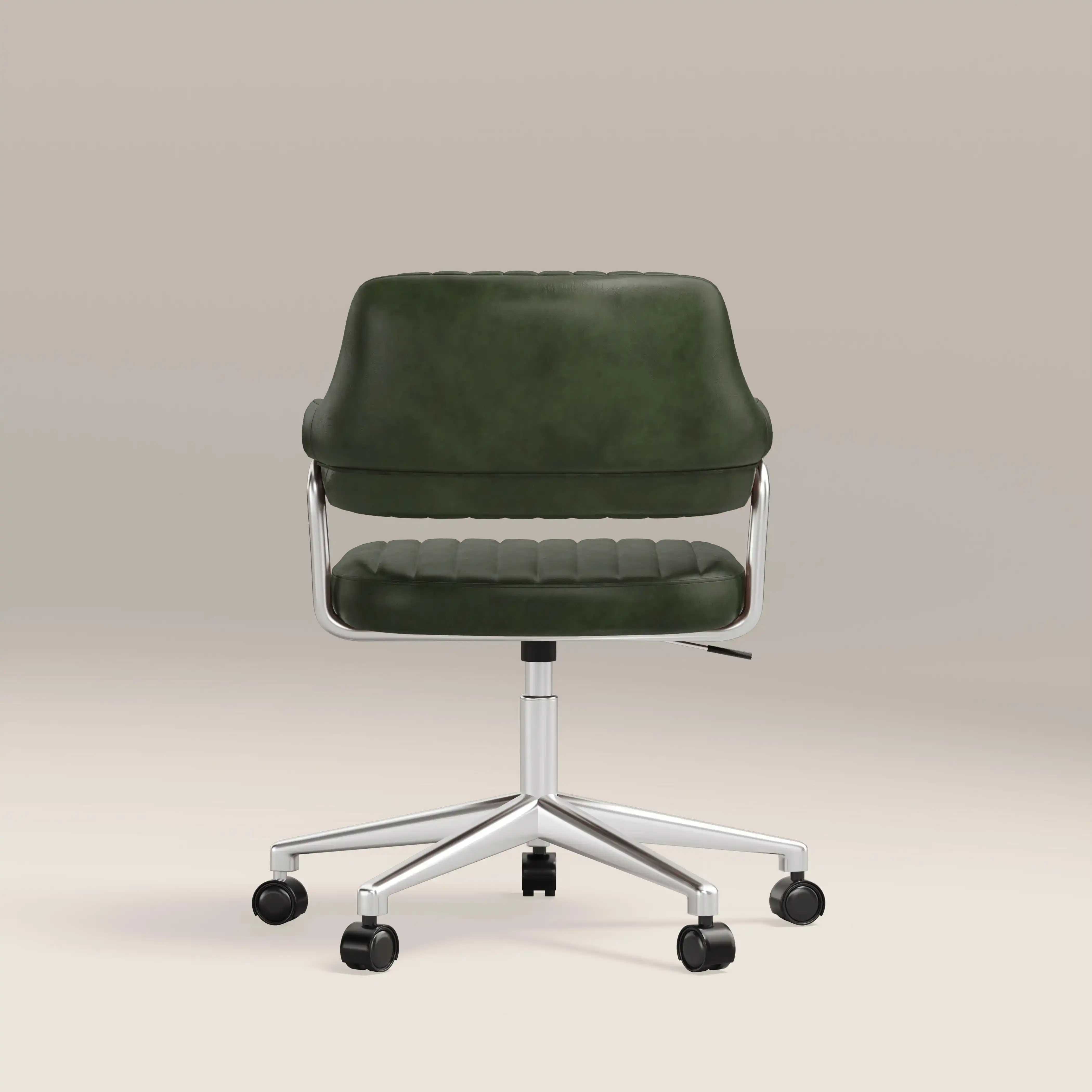 Mindy Office Chair | Vintage Green Faux Leather & Chrome - Image 5