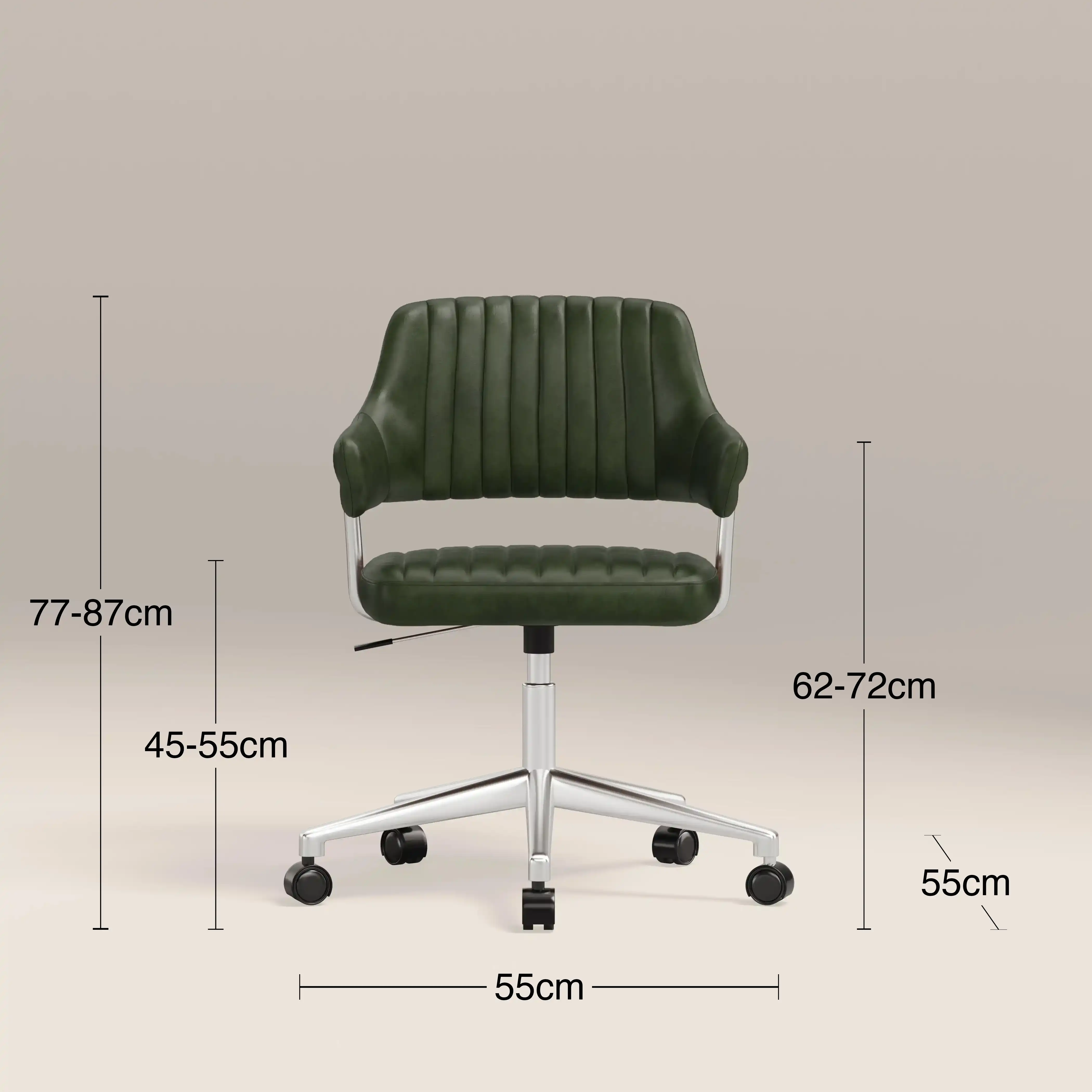 Mindy Office Chair | Vintage Green Faux Leather & Chrome - Image 6