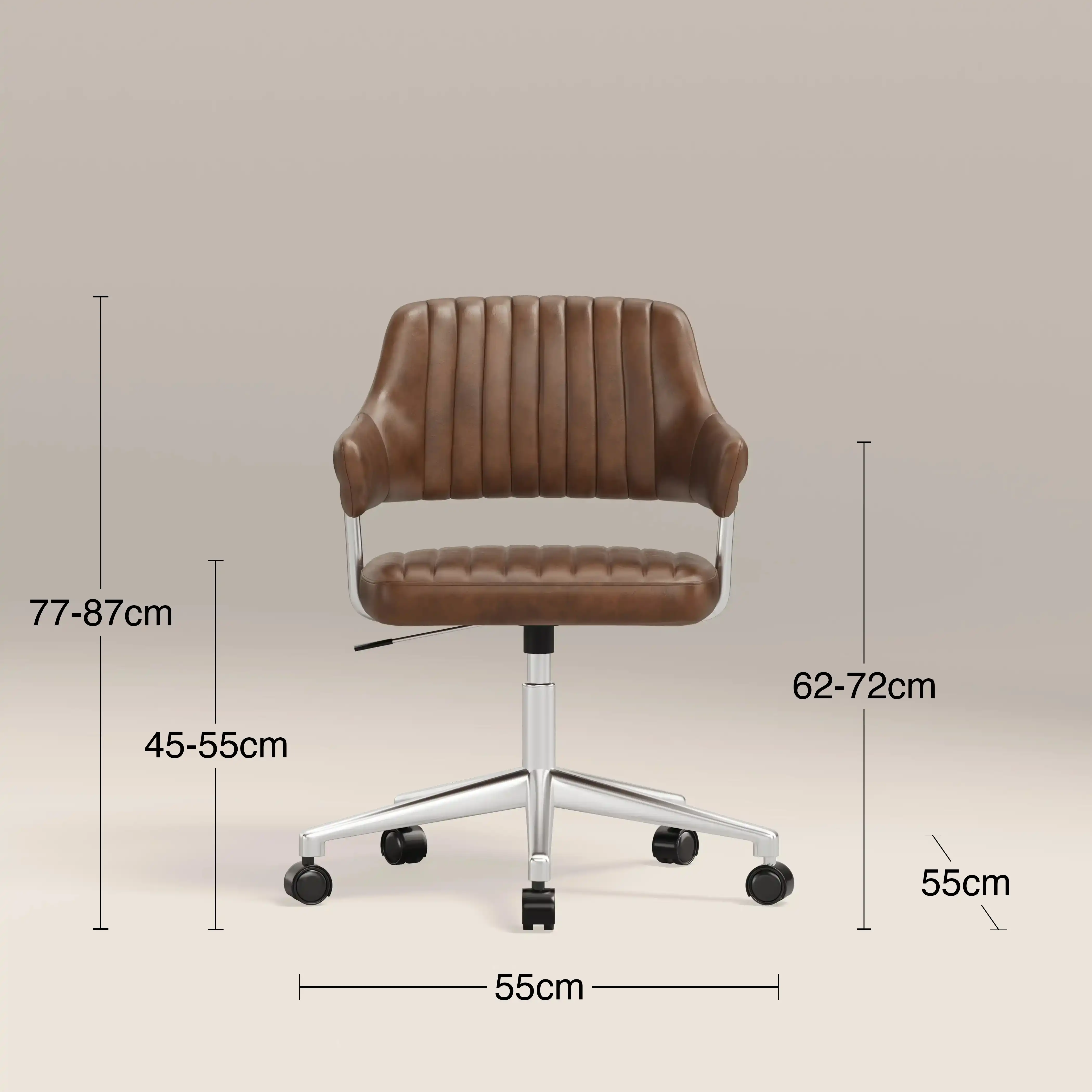 Mindy Office Chair | Vintage Tan Faux Leather & Chrome - Image 7