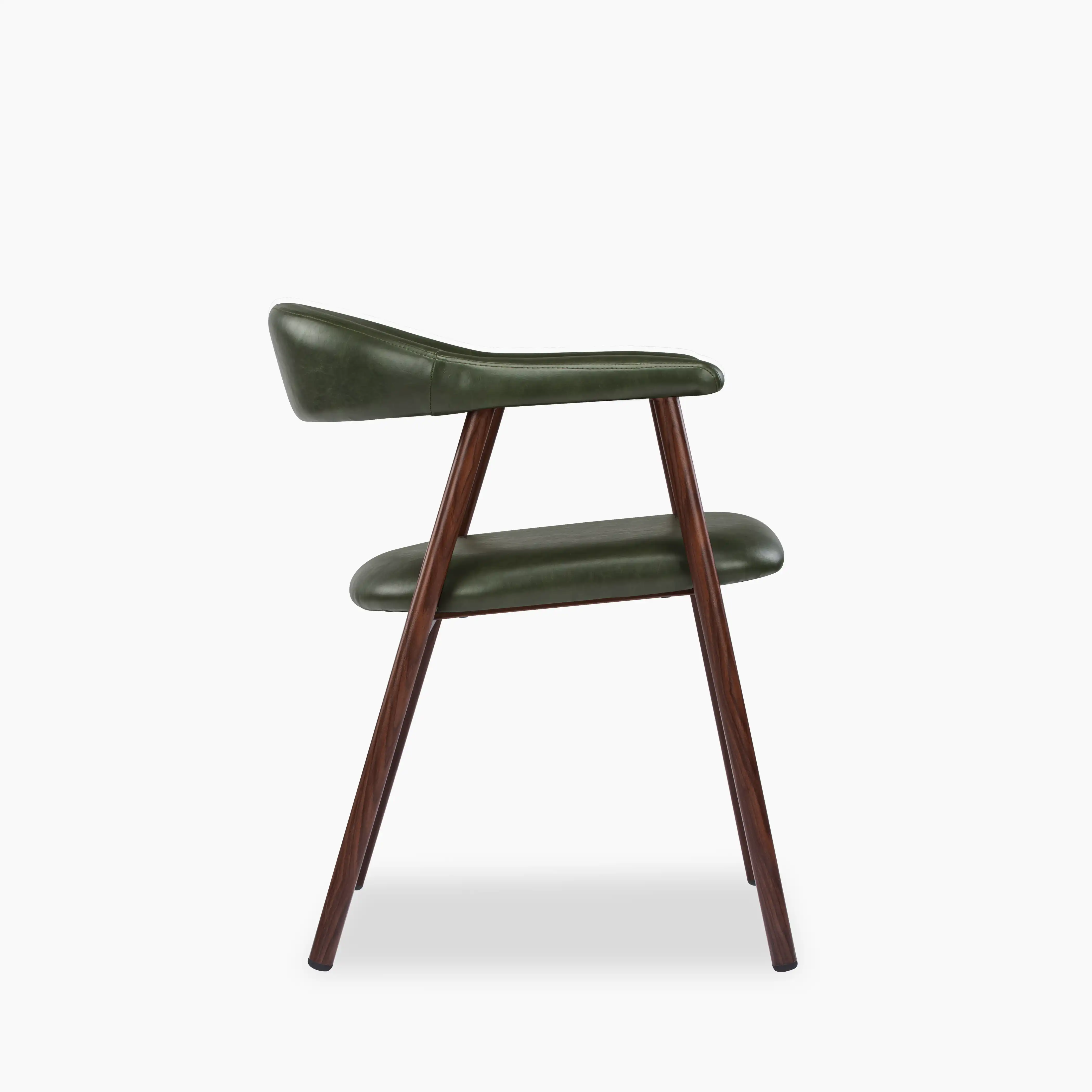 Monroe Carver Dining Chair | Vintage Green Faux Leather & Walnut - Image 4