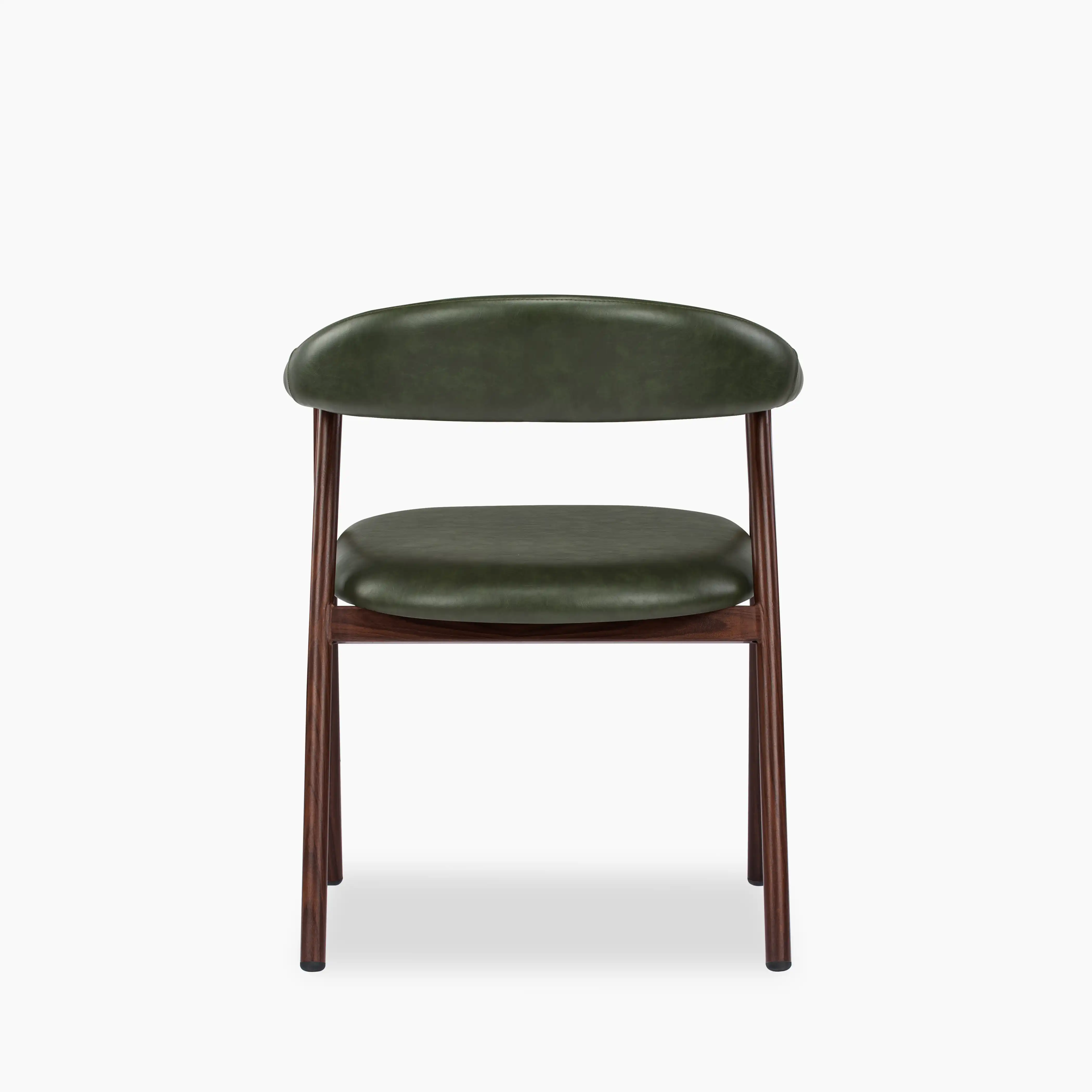 Monroe Carver Dining Chair | Vintage Green Faux Leather & Walnut - Image 6