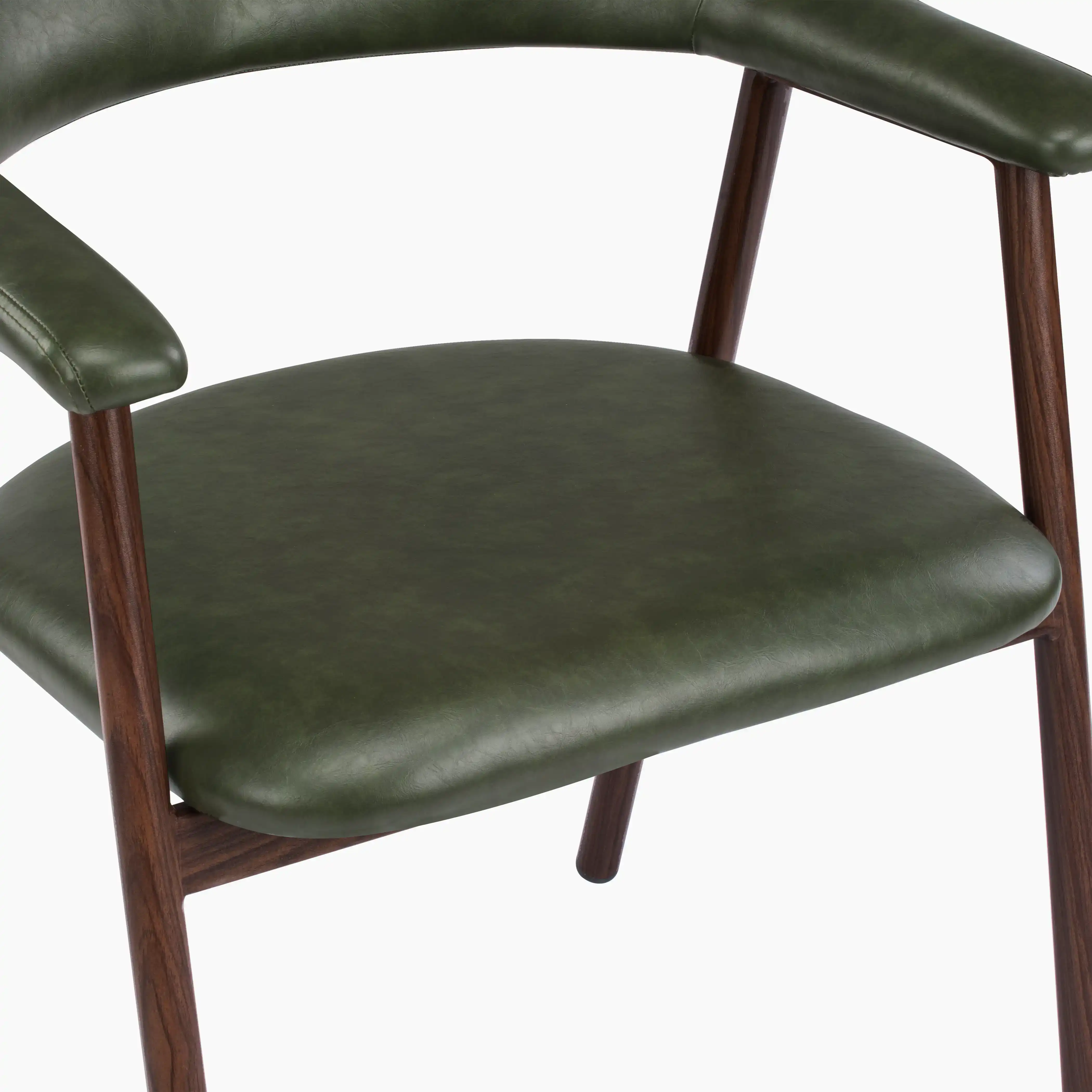 Monroe Carver Dining Chair | Vintage Green Faux Leather & Walnut - Image 7
