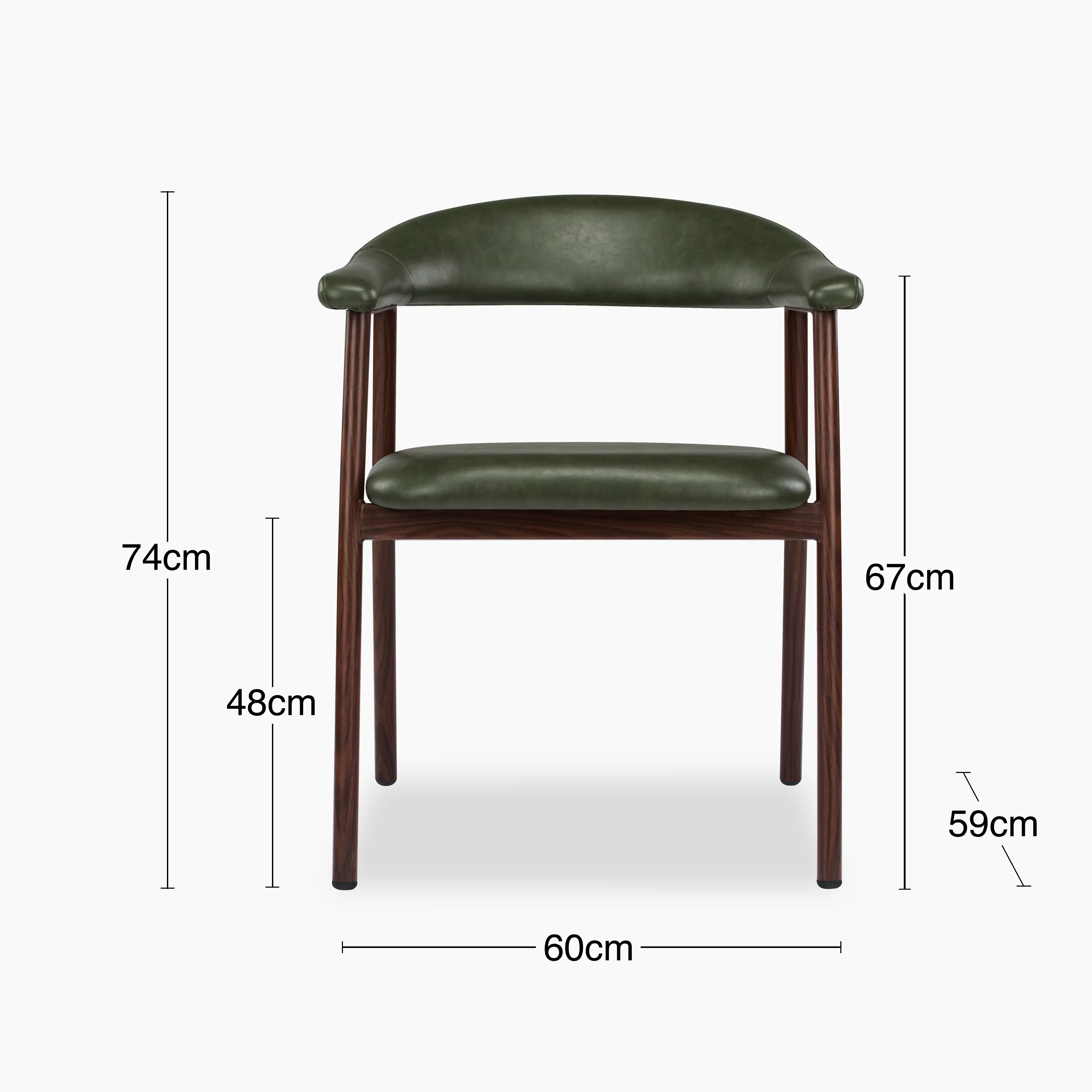 Monroe Carver Dining Chair | Vintage Green Faux Leather & Walnut - Image 8
