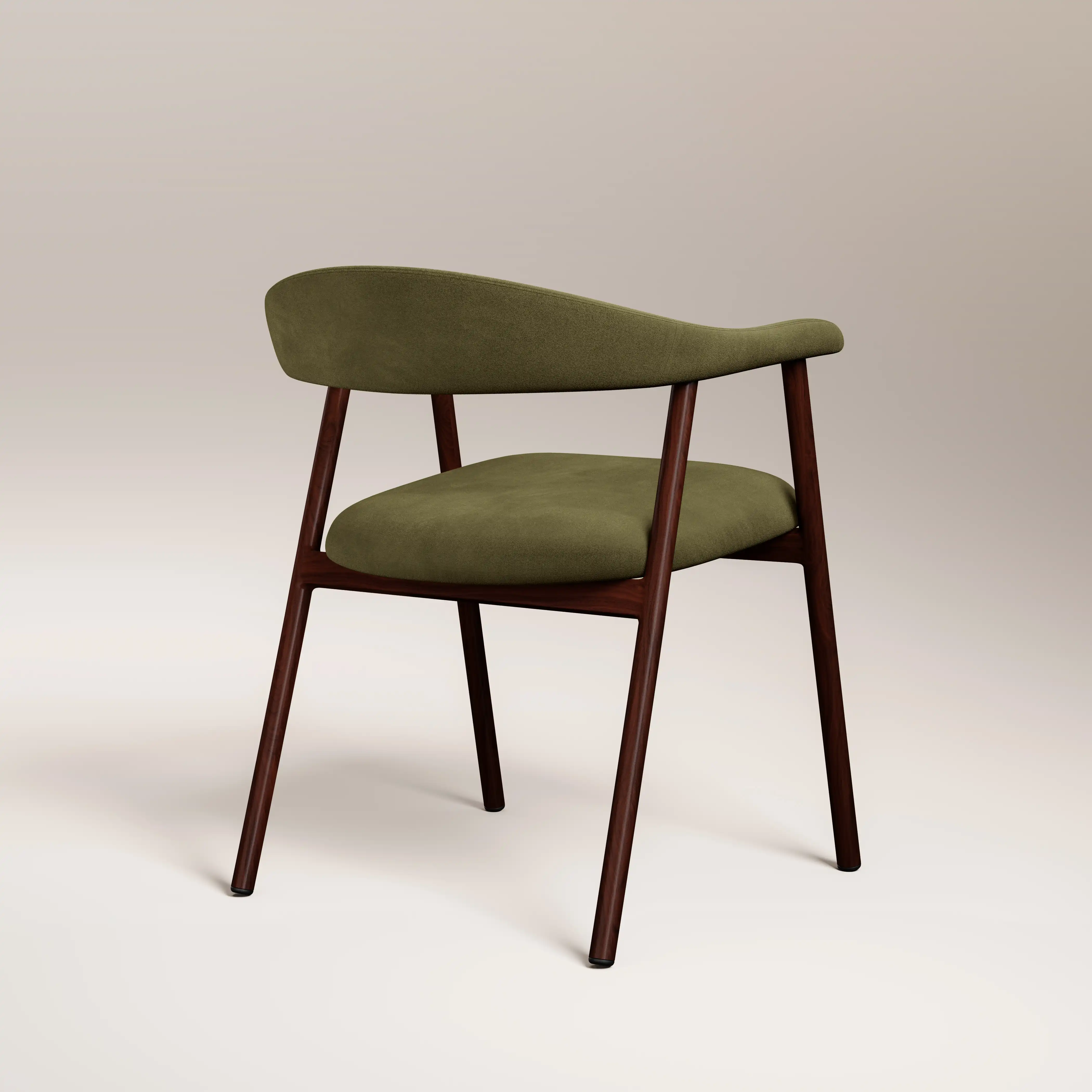 Monroe Carver Dining Chair | Moss Green Sustainable Mohair Velvet & Walnut - Image 5