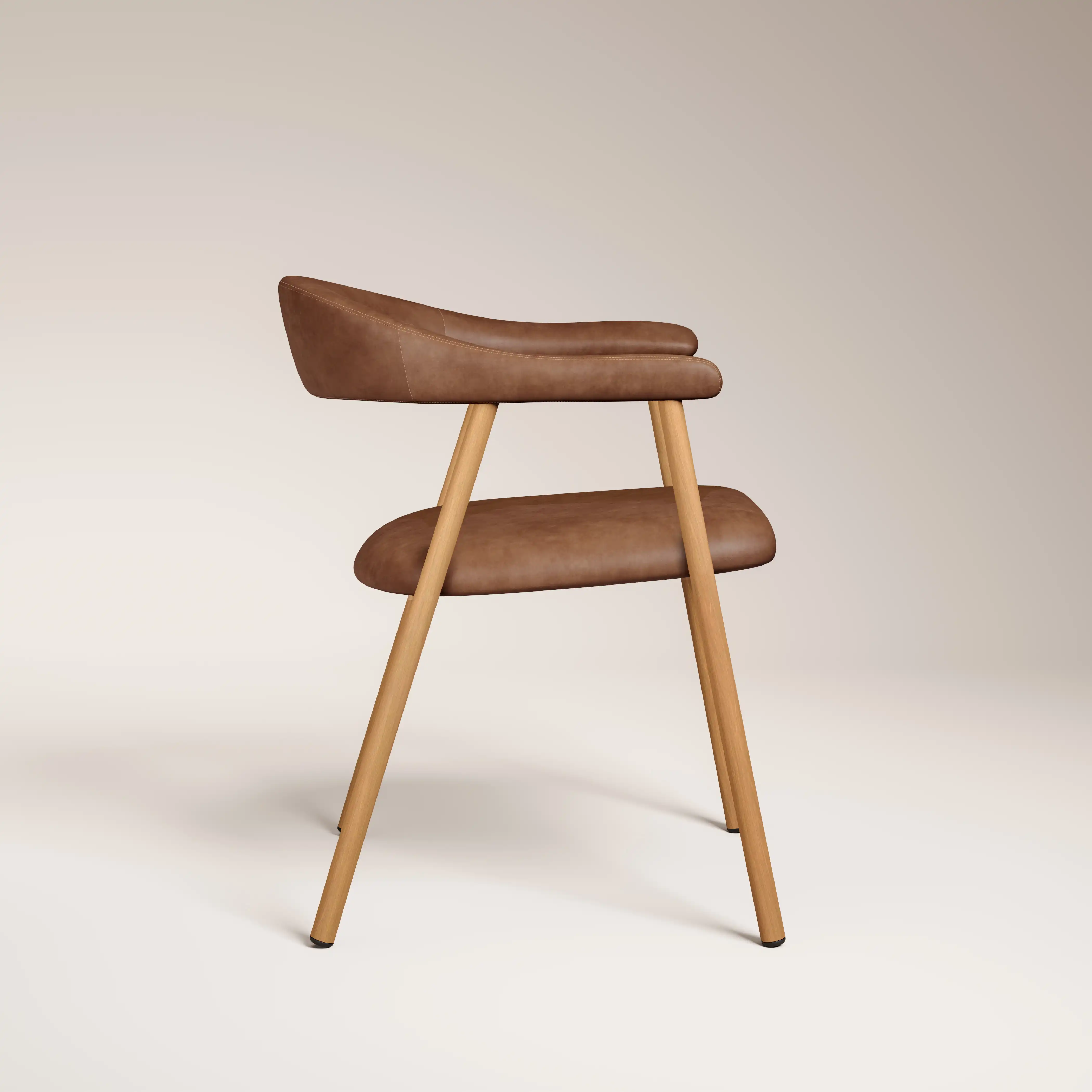 Monroe Carver Dining Chair | Vintage Tan Faux Leather & Oak - Image 4