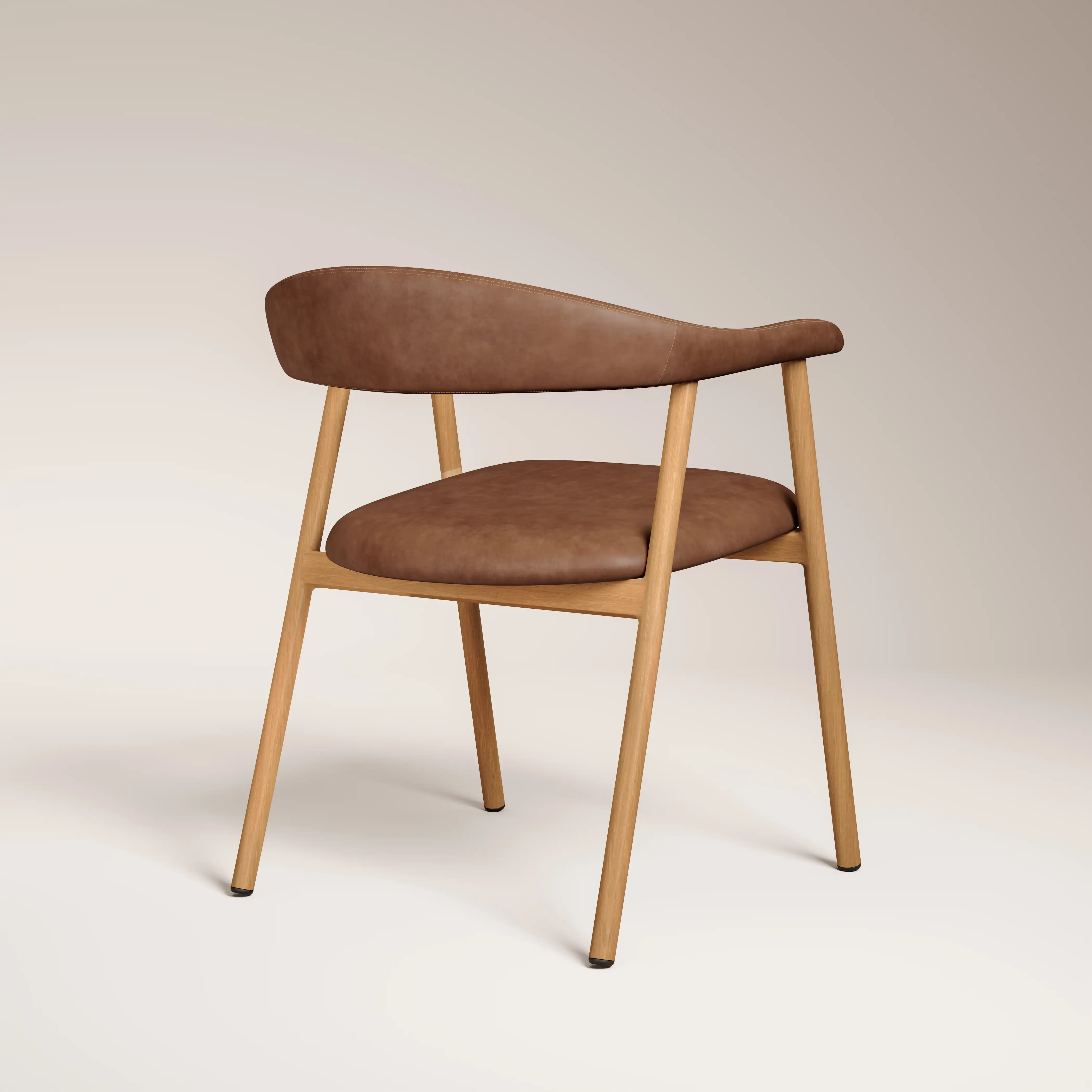 Monroe Carver Dining Chair | Vintage Tan Faux Leather & Oak - Image 5