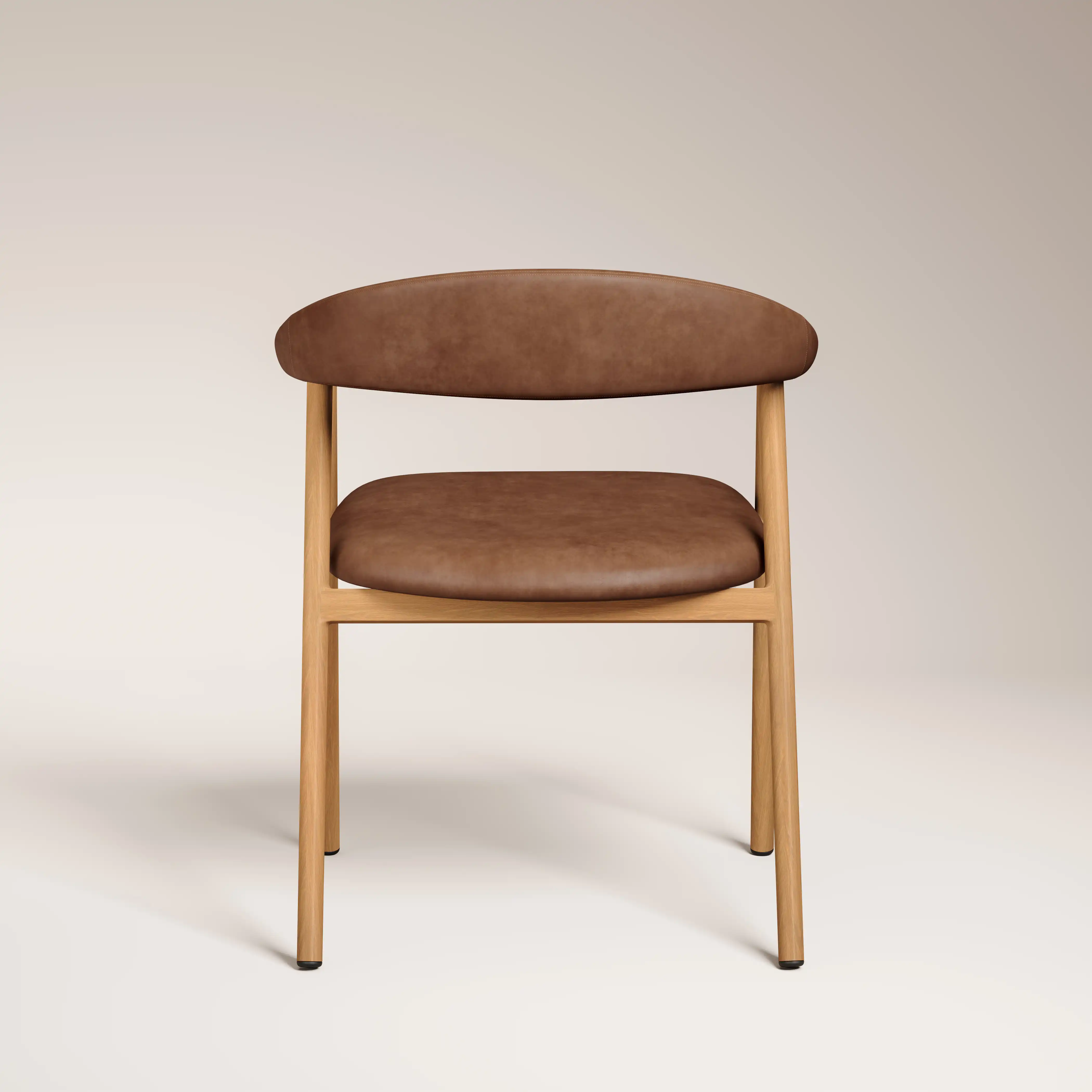 Monroe Carver Dining Chair | Vintage Tan Faux Leather & Oak - Image 6