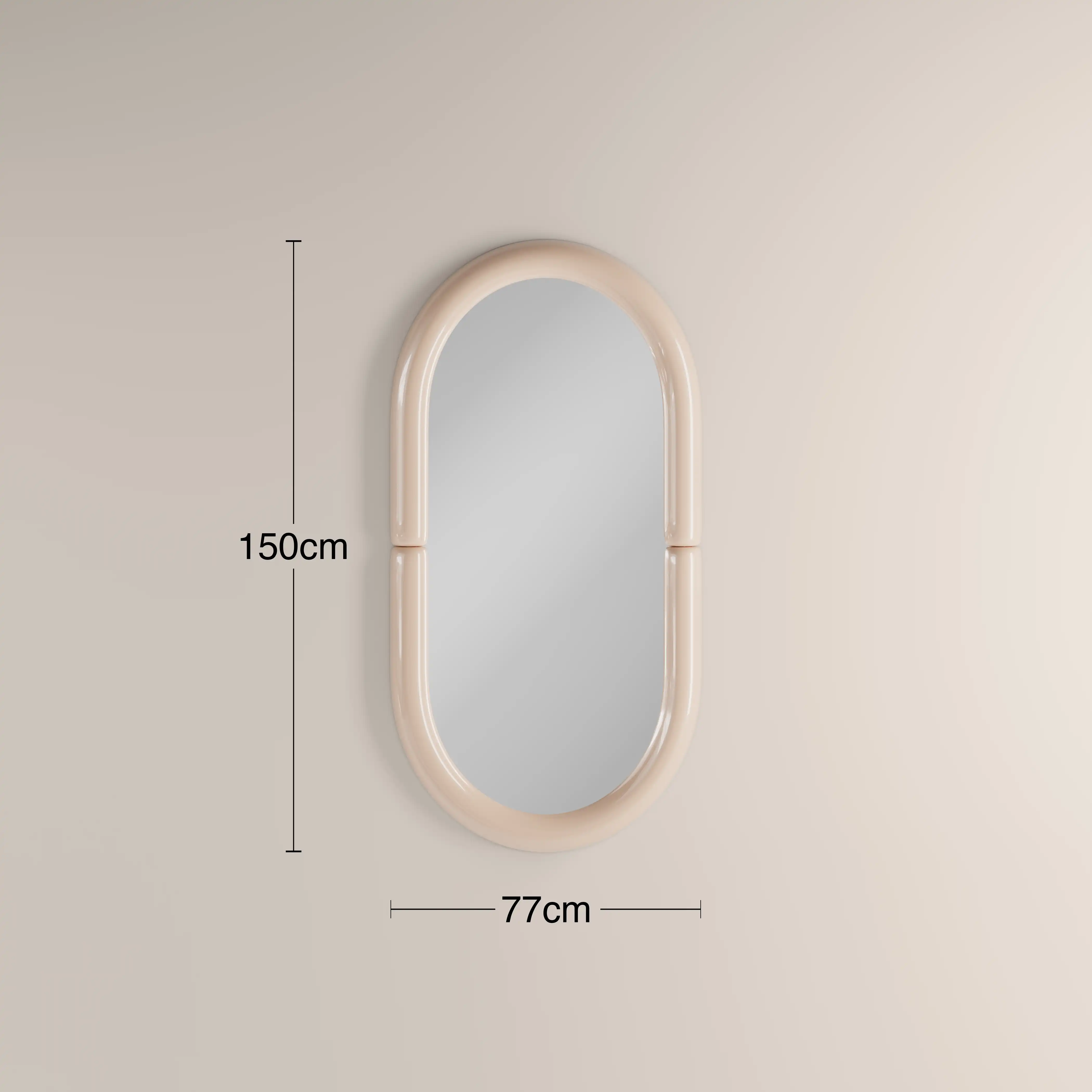 Morris Oval Full Length Mirror, 150 x 77 cm | Nude Gloss - Image 3