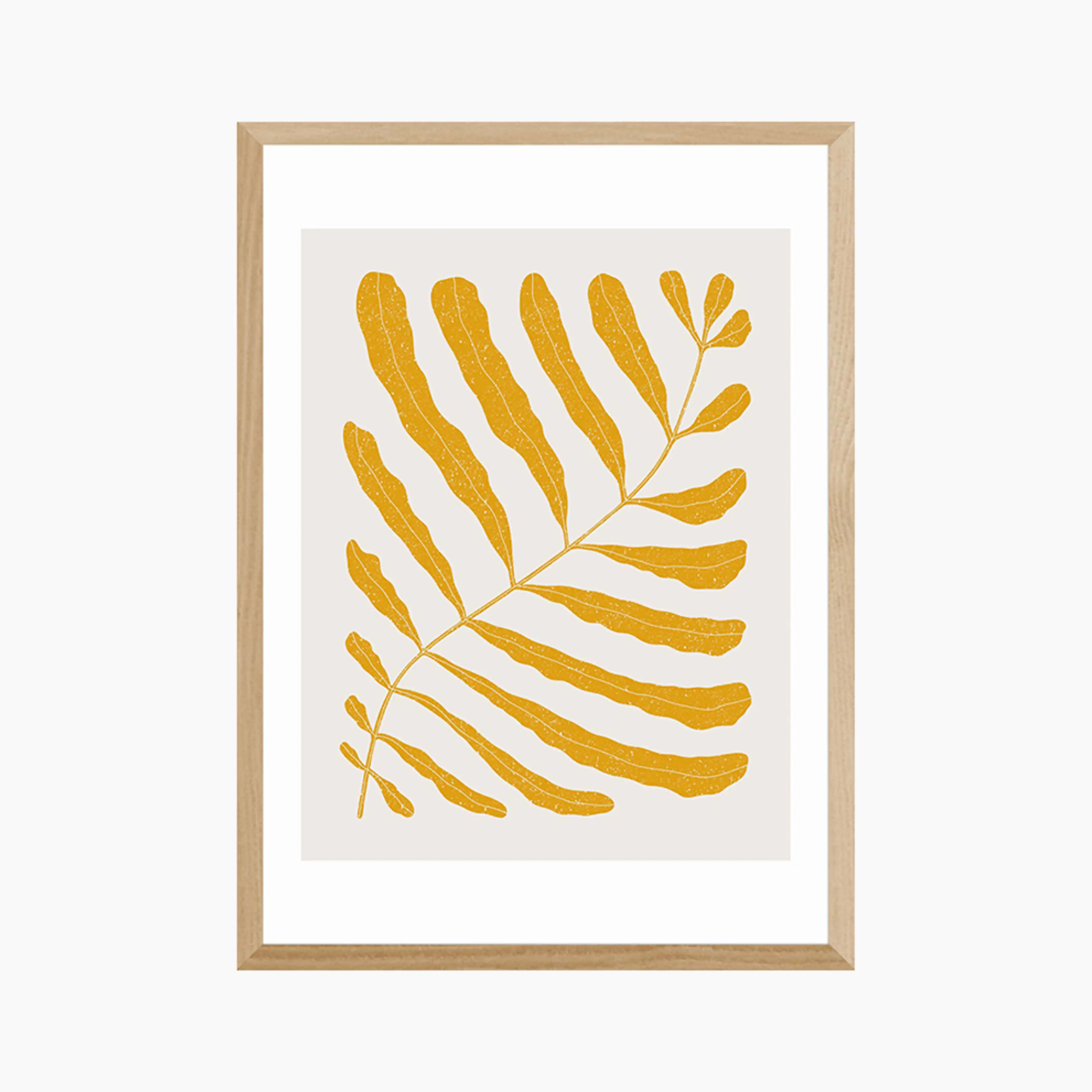 Mustard Leaves On Taupe Graphic Print - Image 4